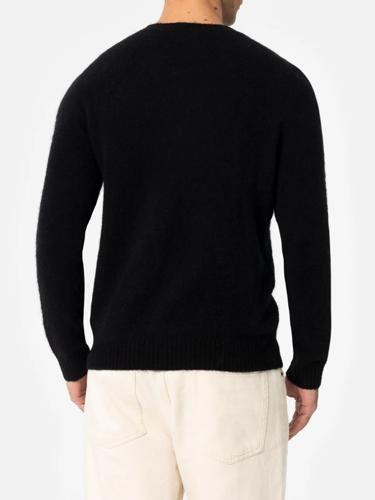 Crewneck sweater Regent in black STRETCH ALPACA - Image 3