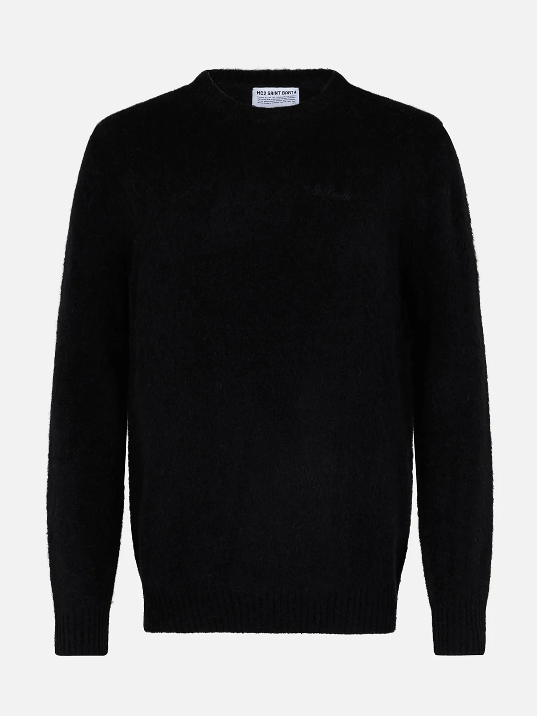 Crewneck sweater Regent in black STRETCH ALPACA - Image 4