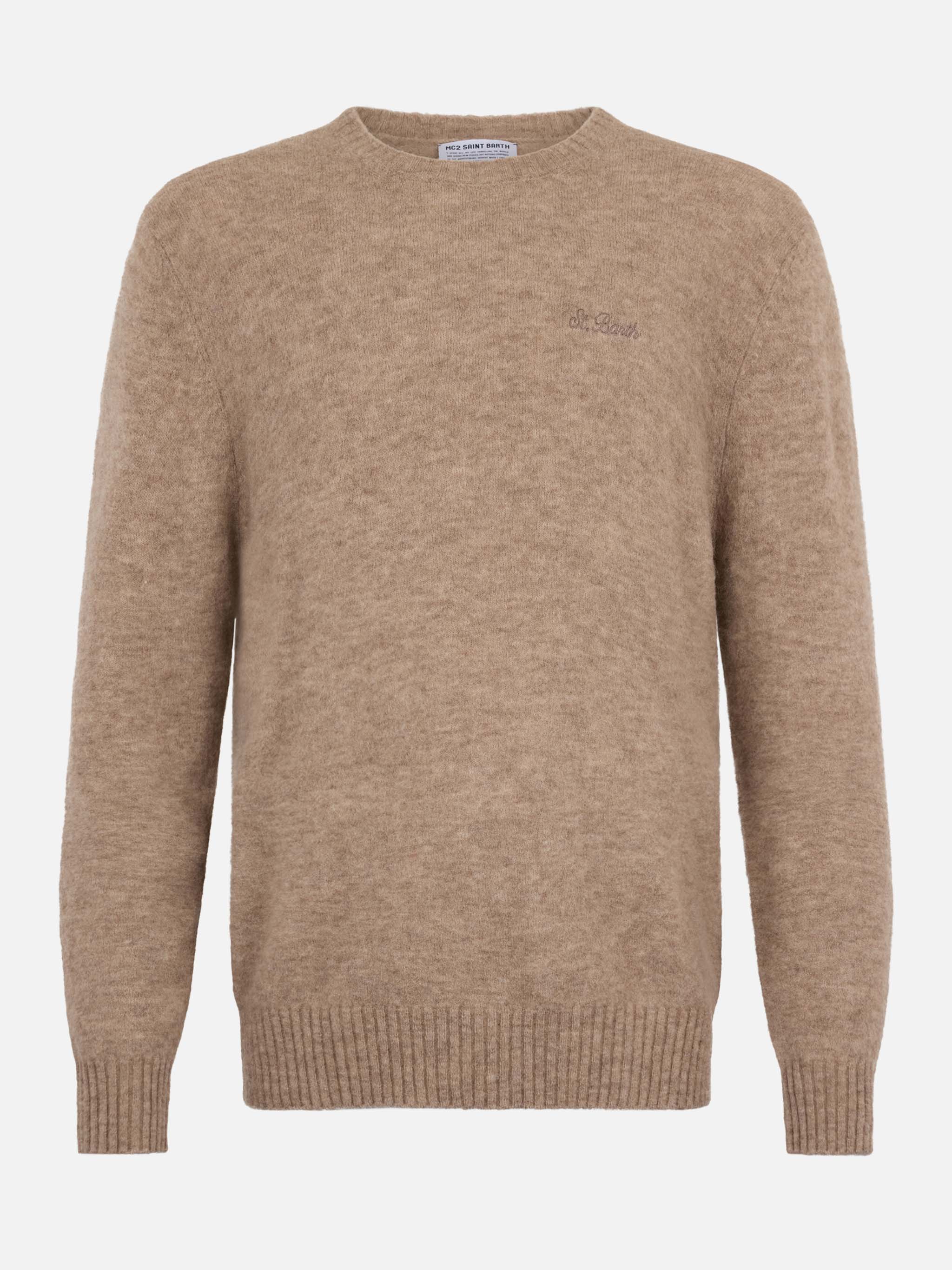 Crewneck sweater Regent in kaki STRETCH ALPACA - Image 4