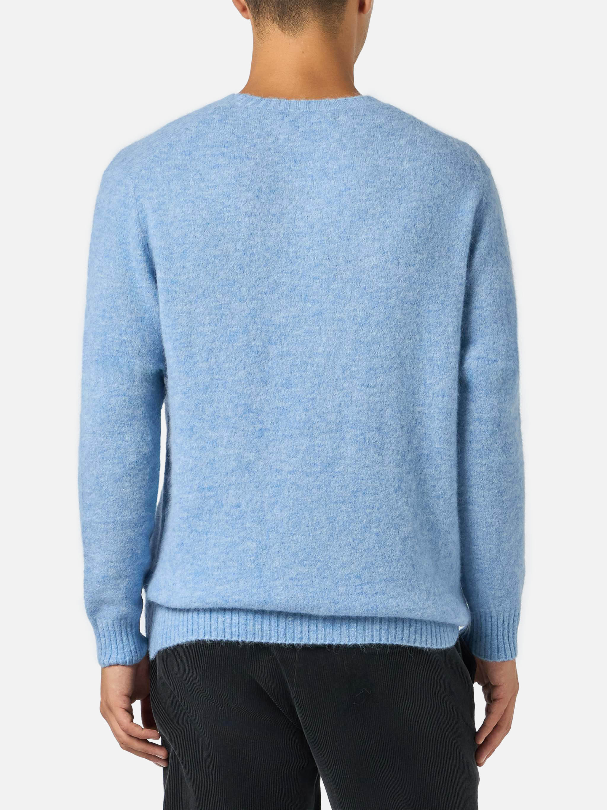 Crewneck sweater Regent in ALPACA STRETCH azzurro - Image 2