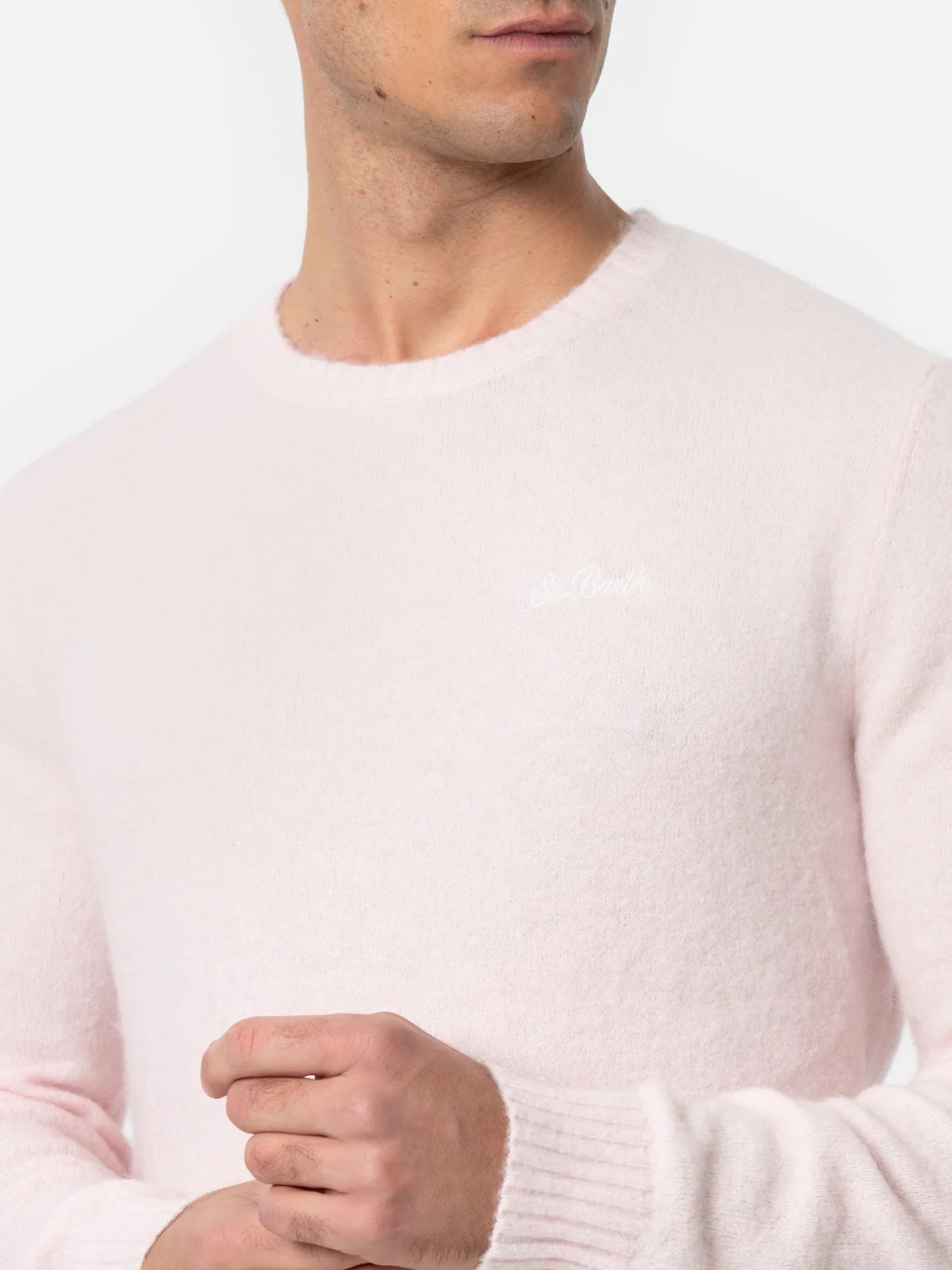 Crewneck sweater Regent in pink STRETCH ALPACA - Image 2