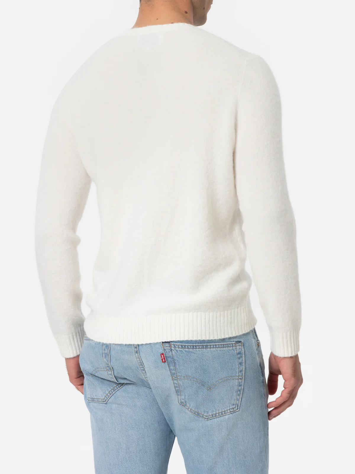 Regent stretch sweater in off white solid color - Image 3