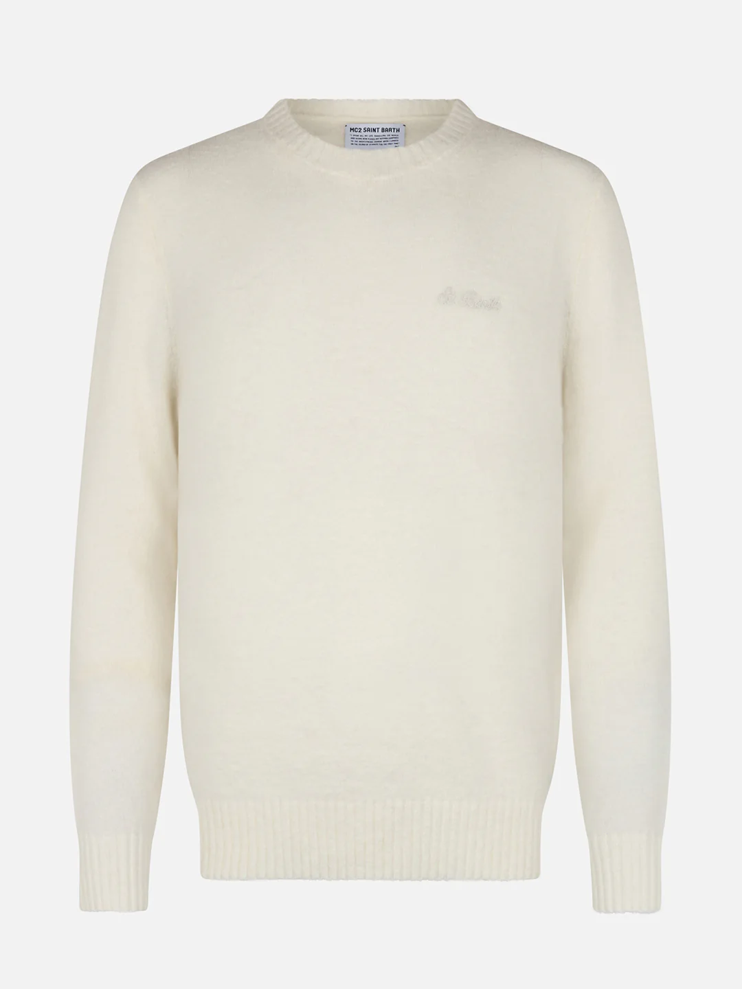 Regent stretch sweater in off white solid color - Image 4