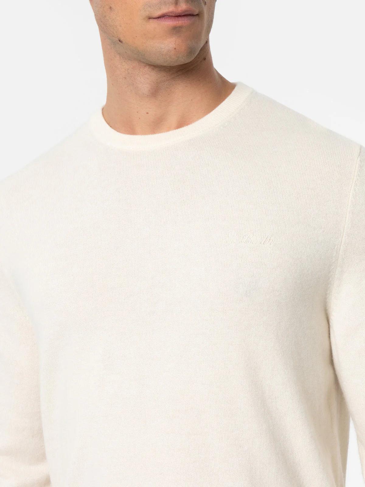 Crewneck sweater Regent in white BLENDED CASHMERE - Image 2