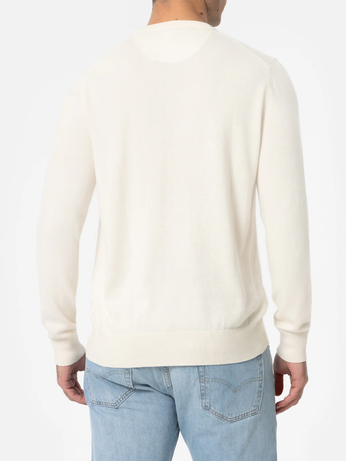 Crewneck sweater Regent in white BLENDED CASHMERE - Image 3