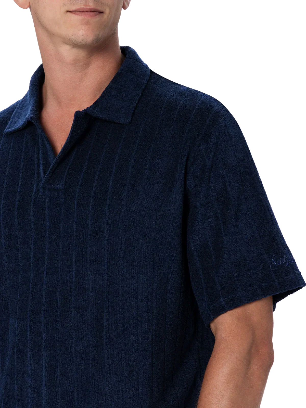 Jeremy blue striped terry polo shirt - Image 2