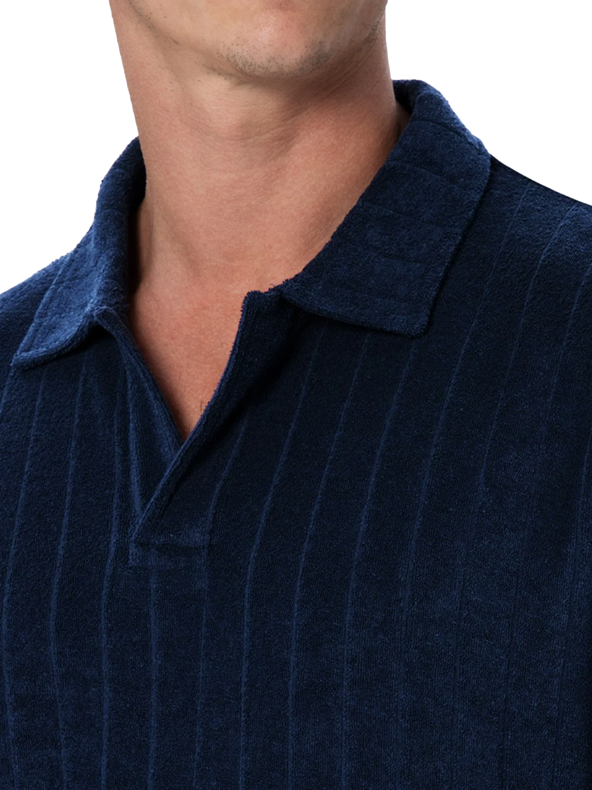 Jeremy blue striped terry polo shirt - Image 4