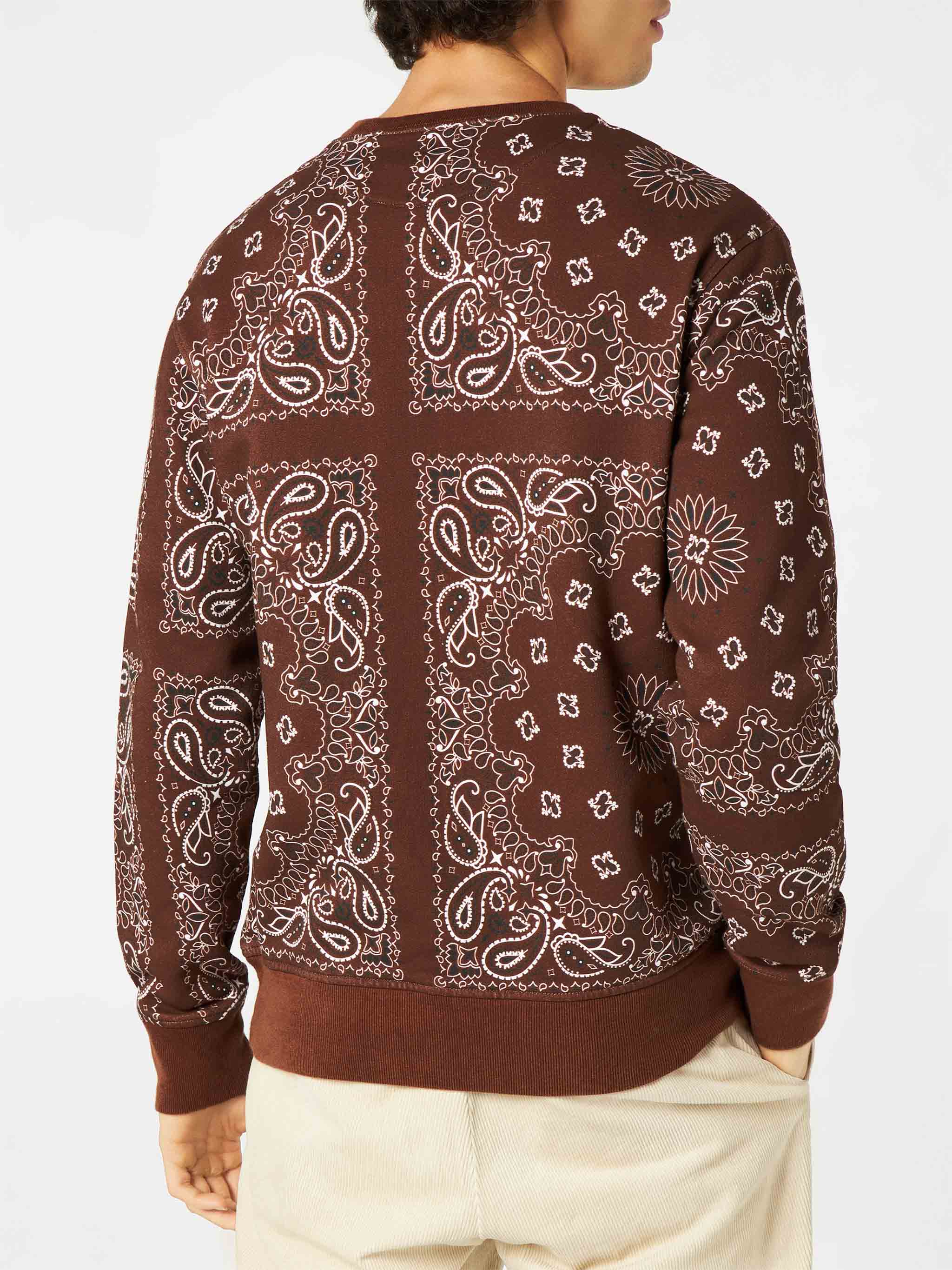 Crewneck sweatshirt Bristol with brown bandana print - Image 3