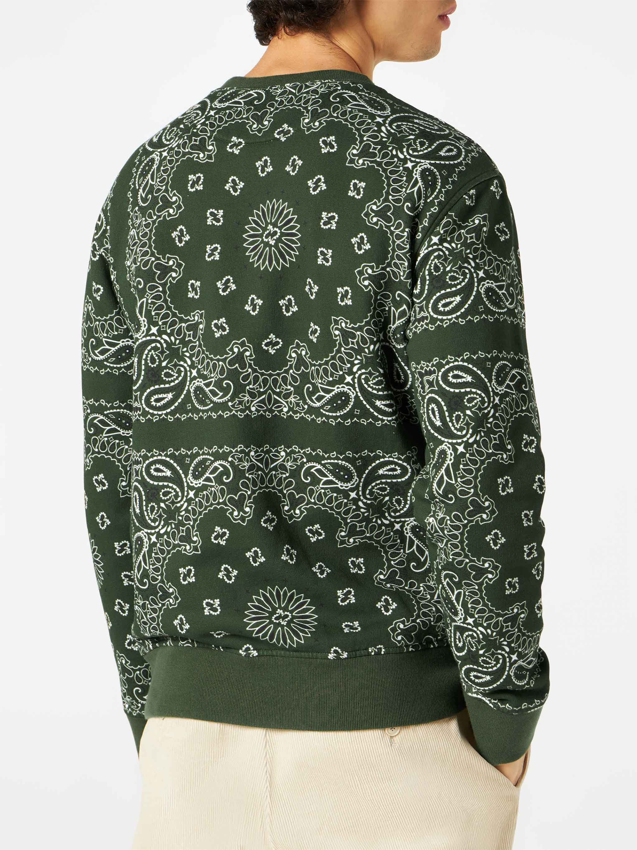 Crewneck sweatshirt with green bandana print - Image 3