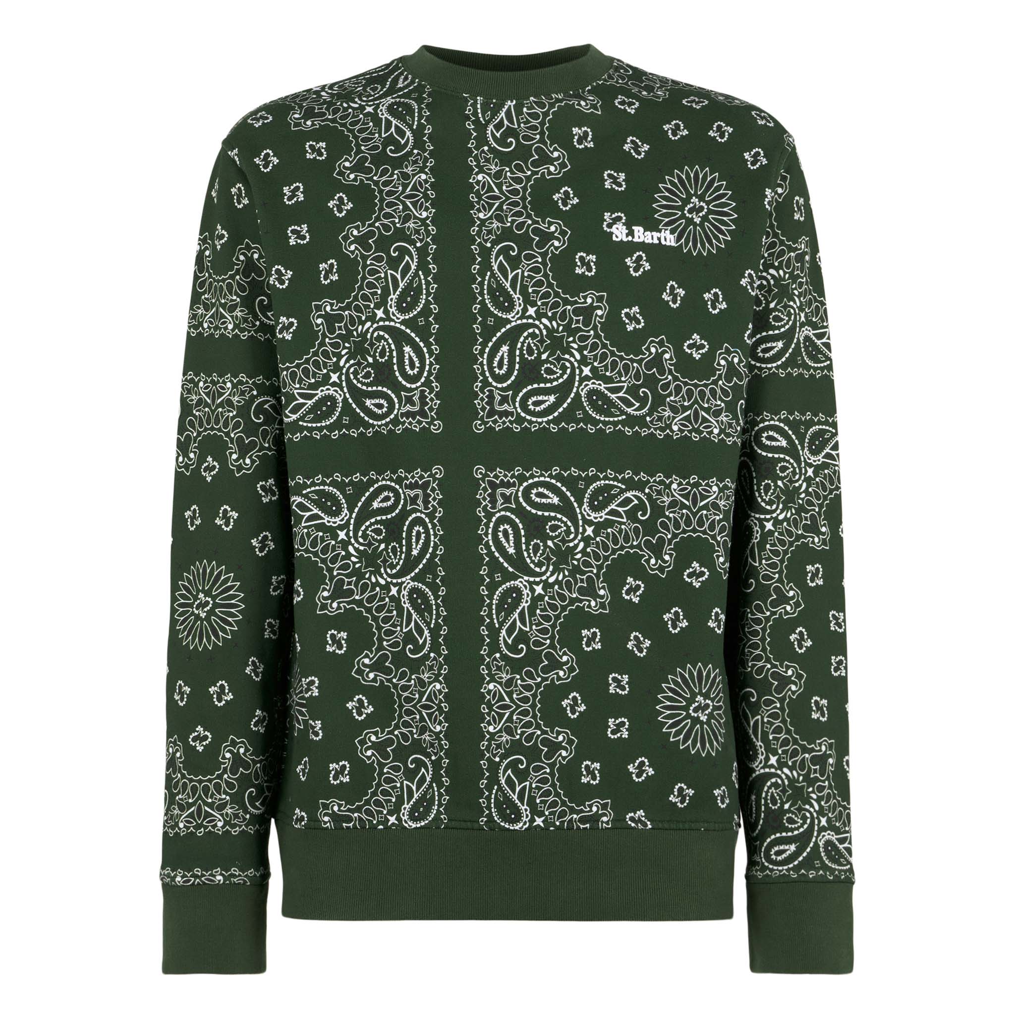 Crewneck sweatshirt with green bandana print - Image 4