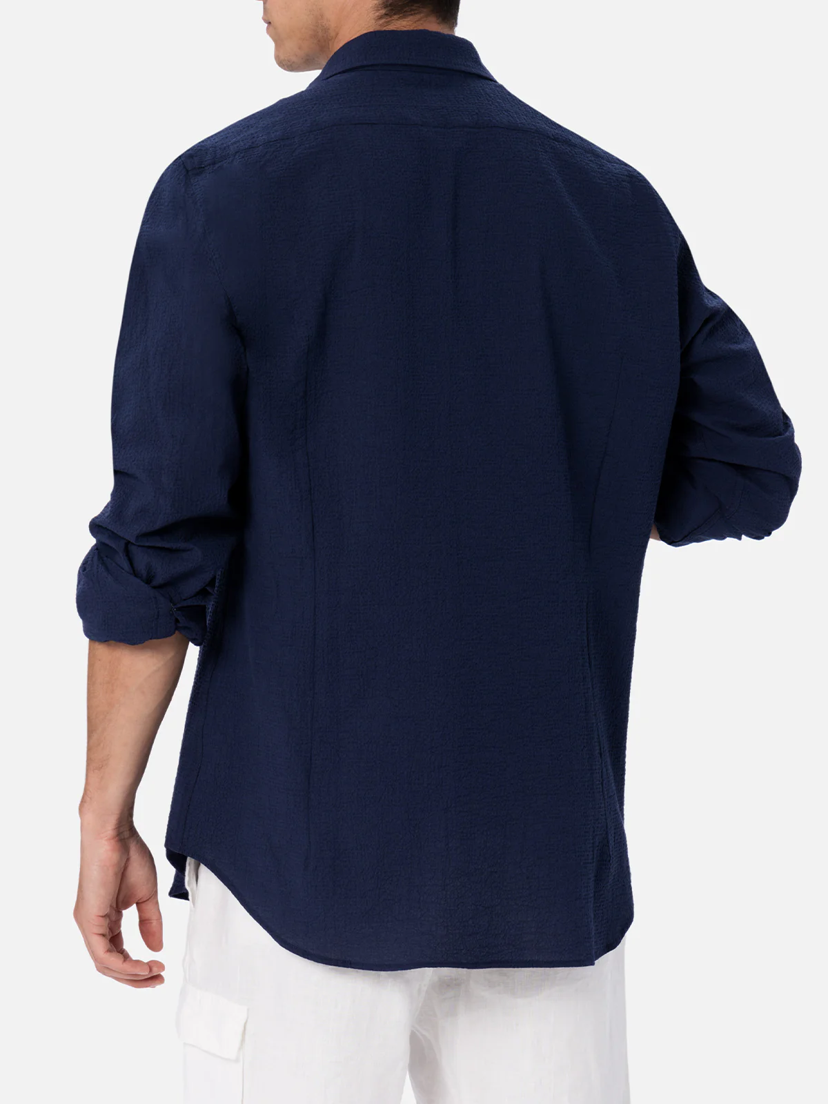 Pamplona seersucker shirt in blue with embroidery - Image 3