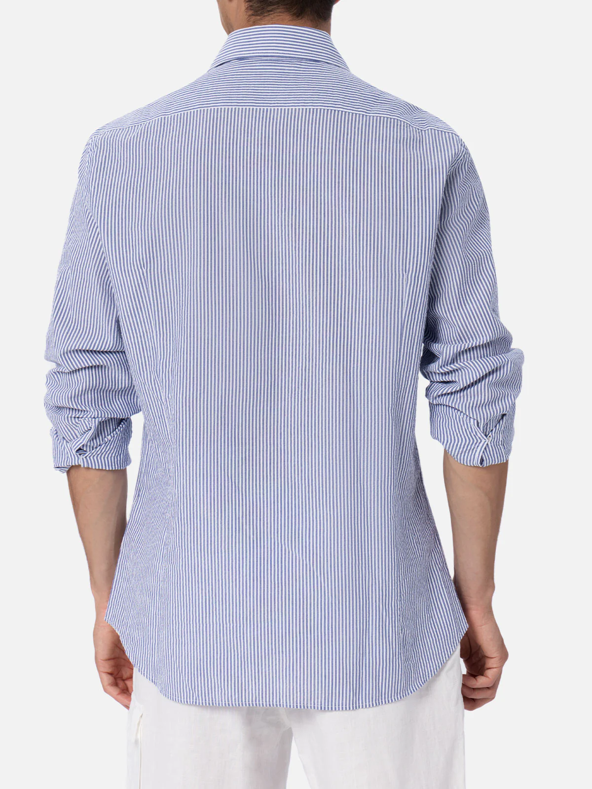 Pamplona seersucker striped shirt in light blue - Image 3