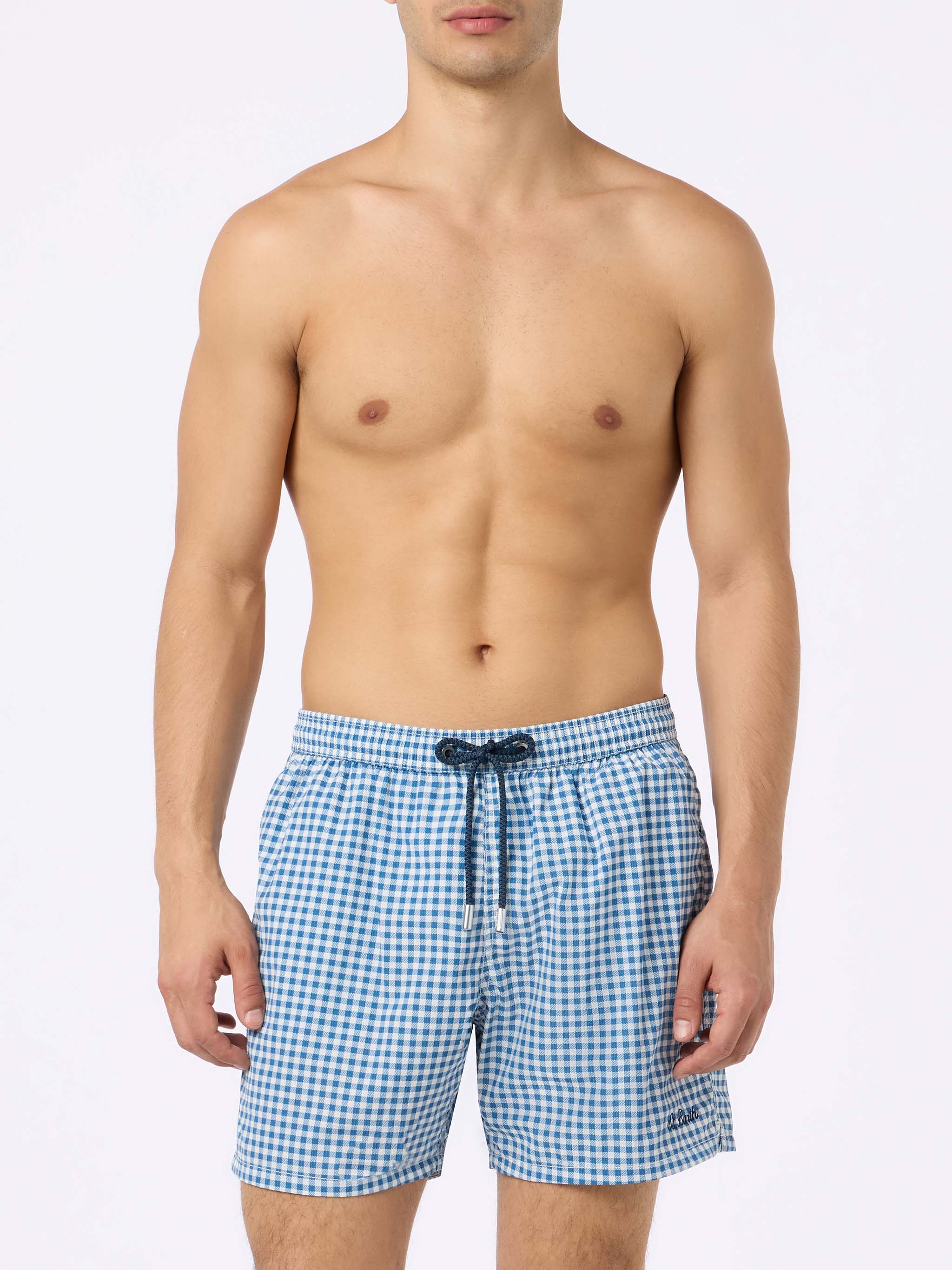 Seersucker gingham classic light swim shorts Patmos - Image 3