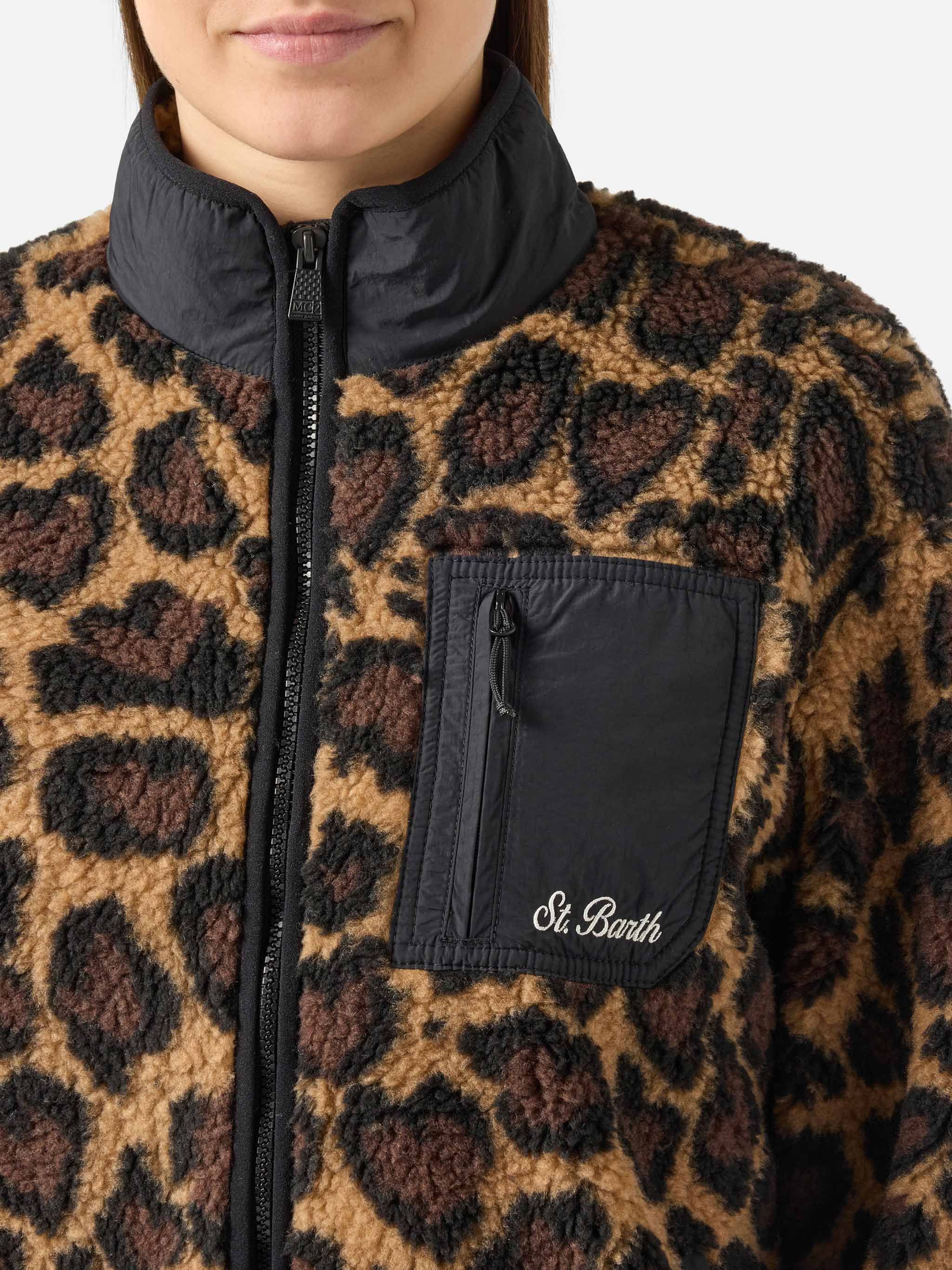 Teddy-fleece jacket Keystone with leopard print - Image 2