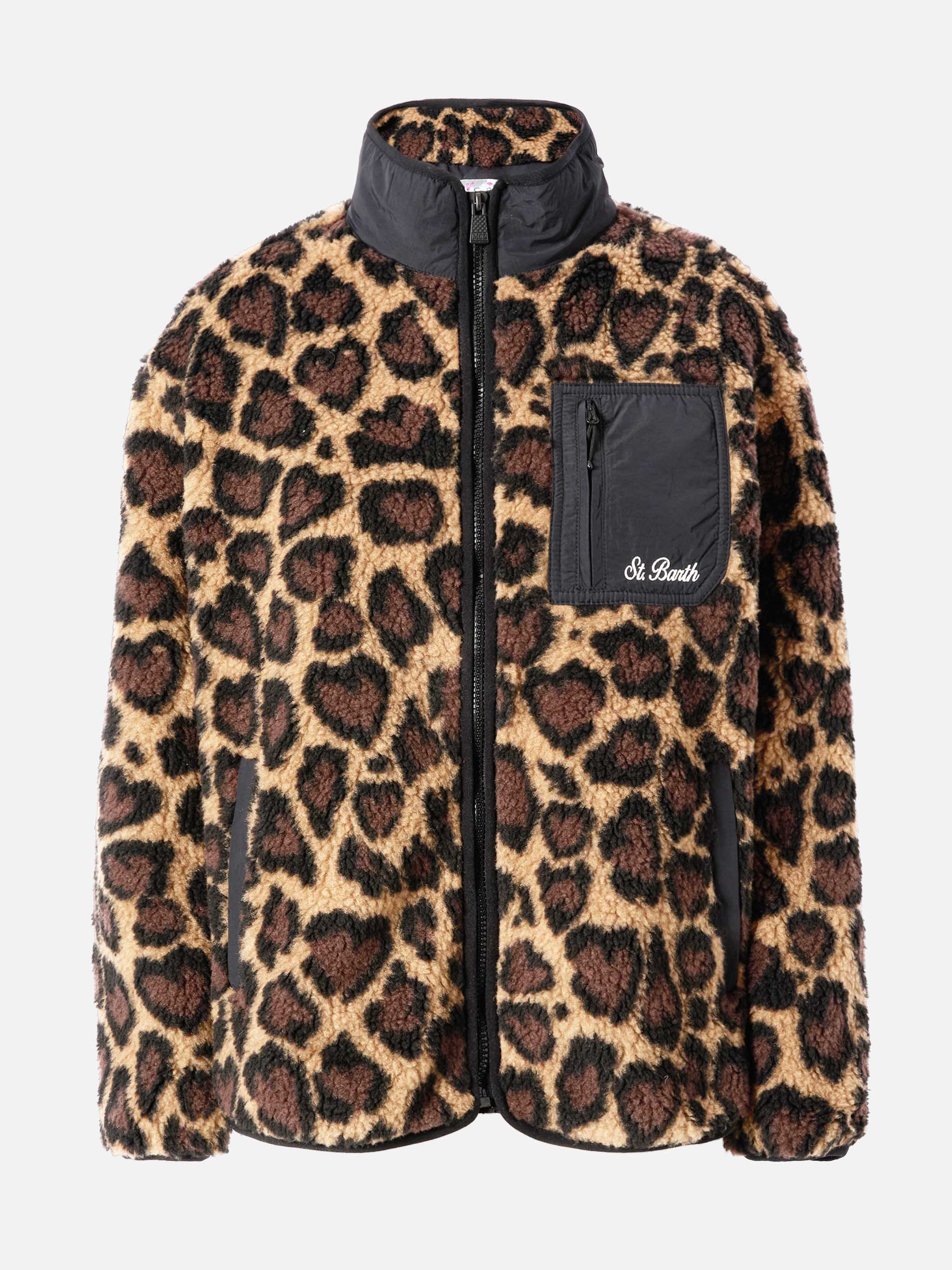 Teddy-fleece jacket Keystone with leopard print - Image 5