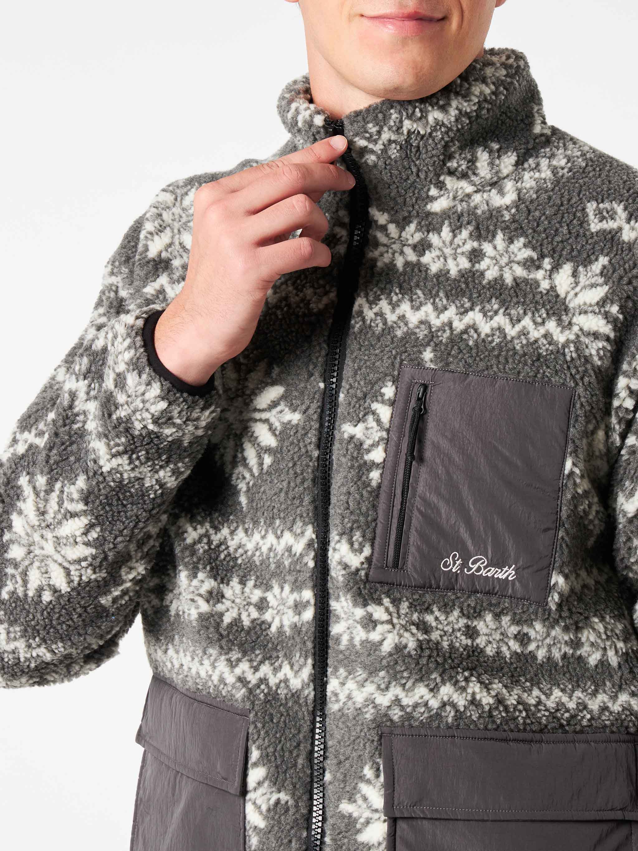 Keystone sherpa jacket with nordic pattern - Image 3