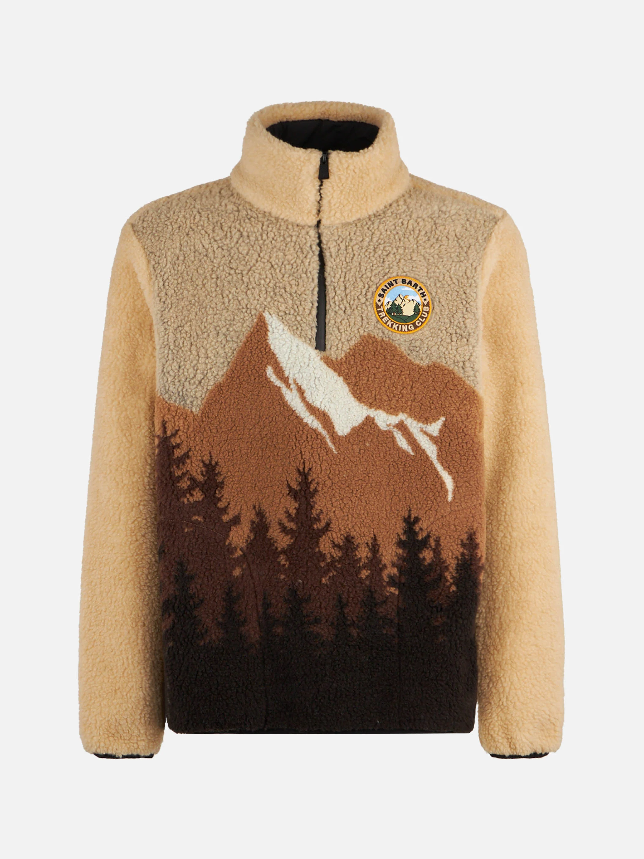 Polar sherpa jacket with gradient mountain print and patch - Image 4