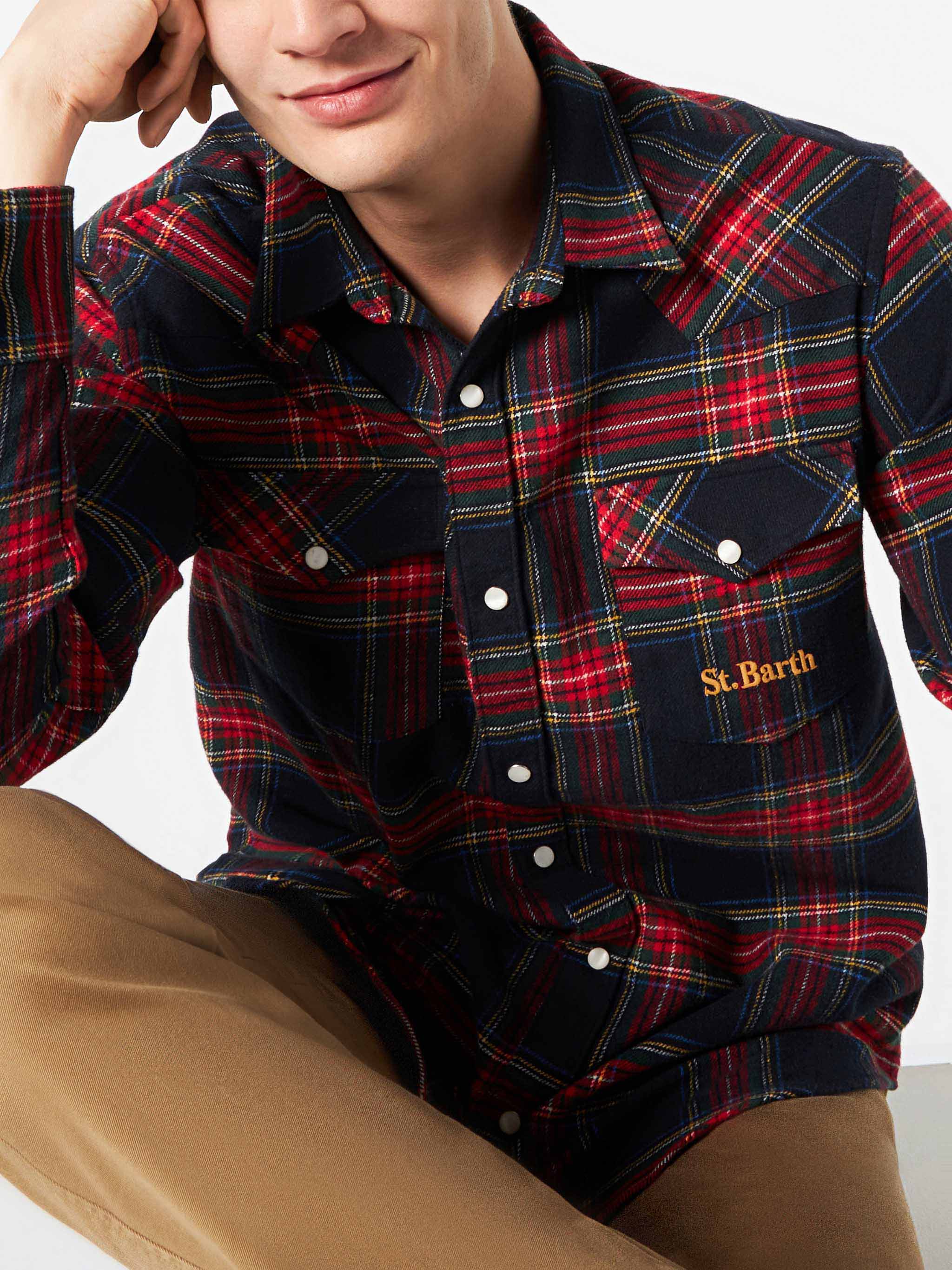 Greg navy tartan shirt - Image 2