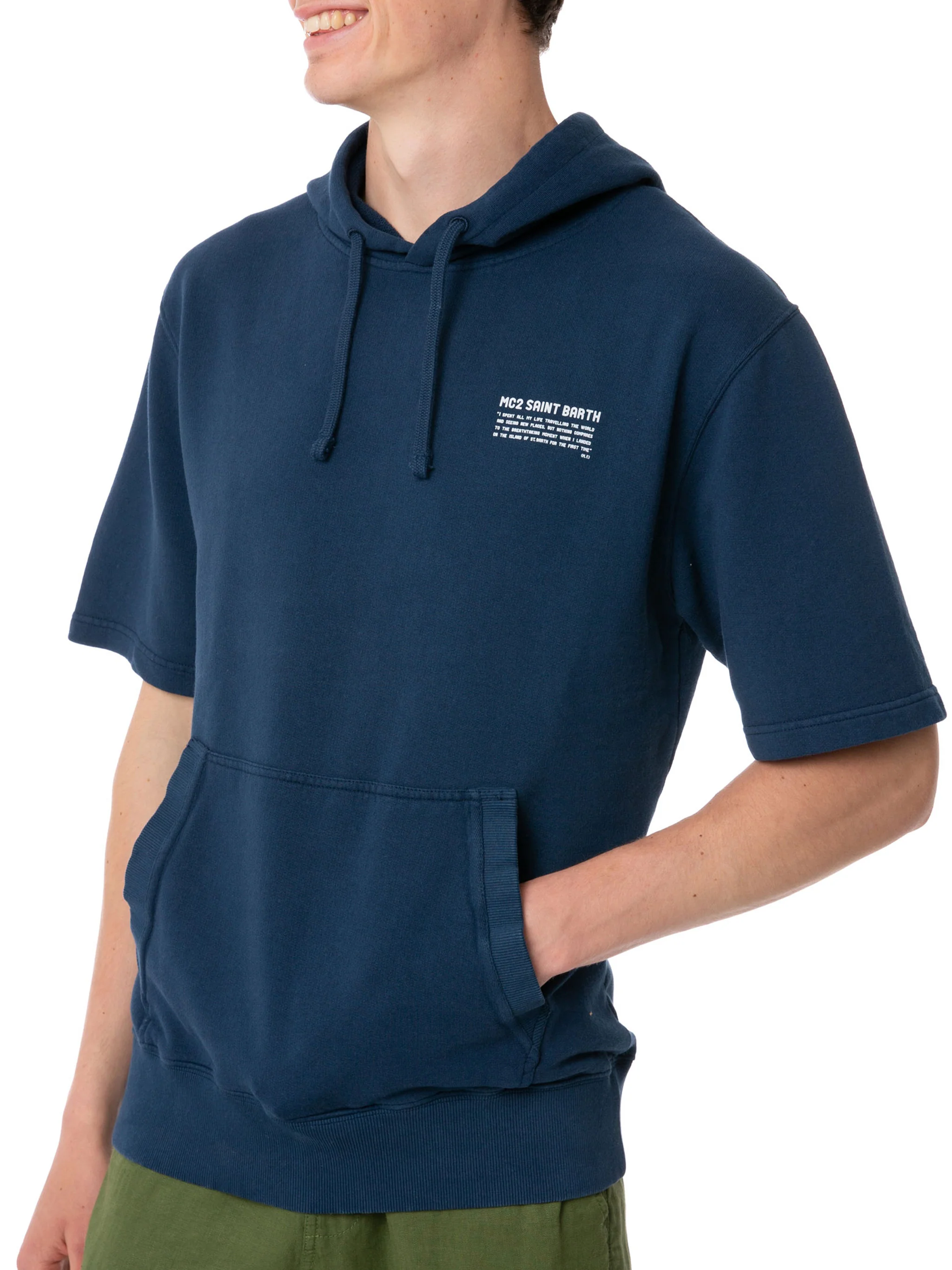 Mike navy short-sleeve hoodie - Image 2