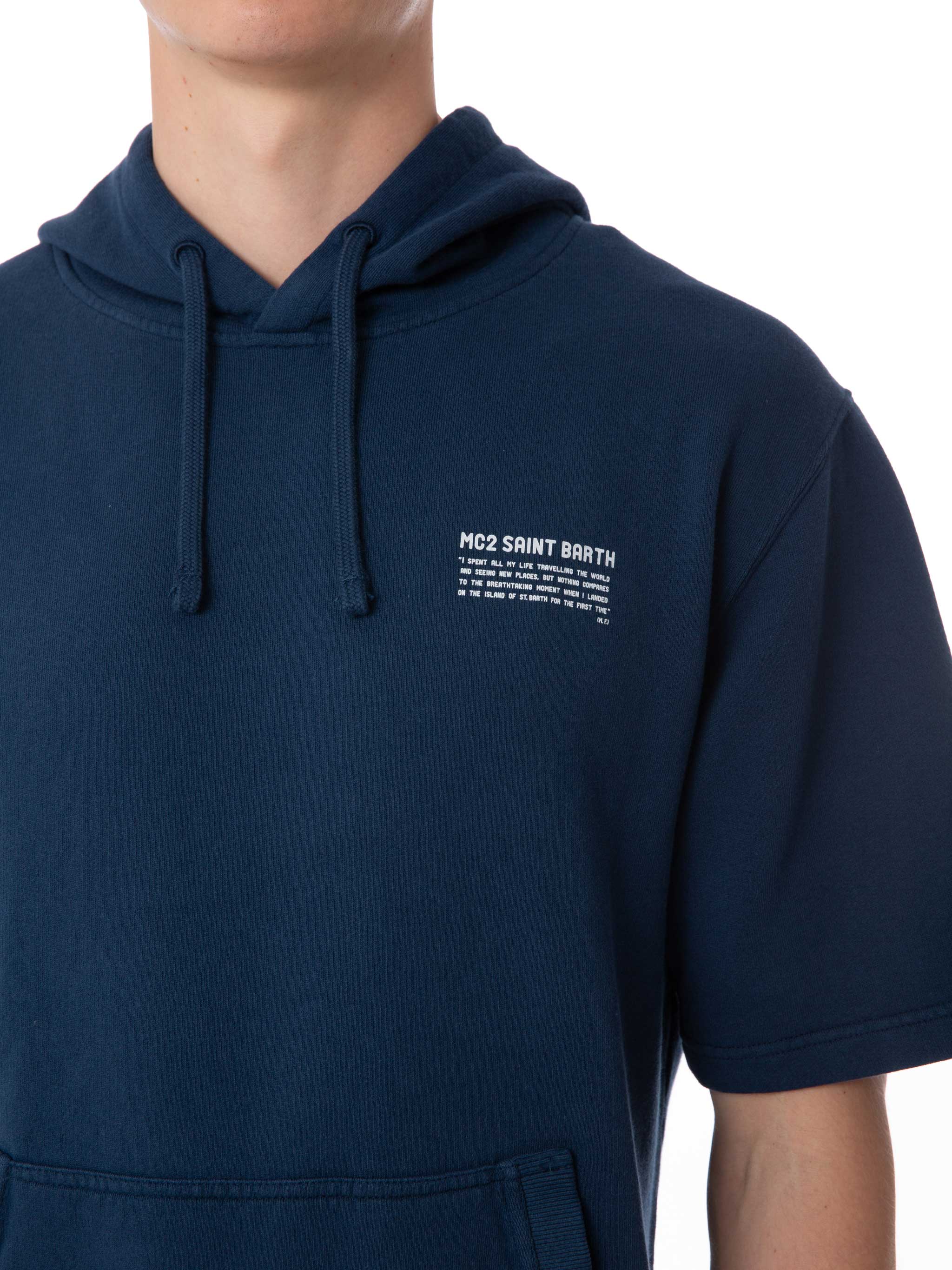 Mike navy short-sleeve hoodie - Image 3