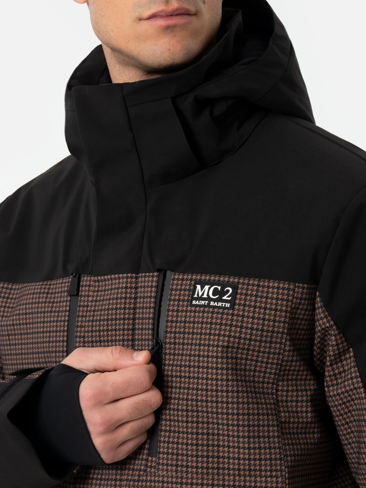 Greatscott technical fabric jacket with pied de poule pattern and Recco® technology - Image 4