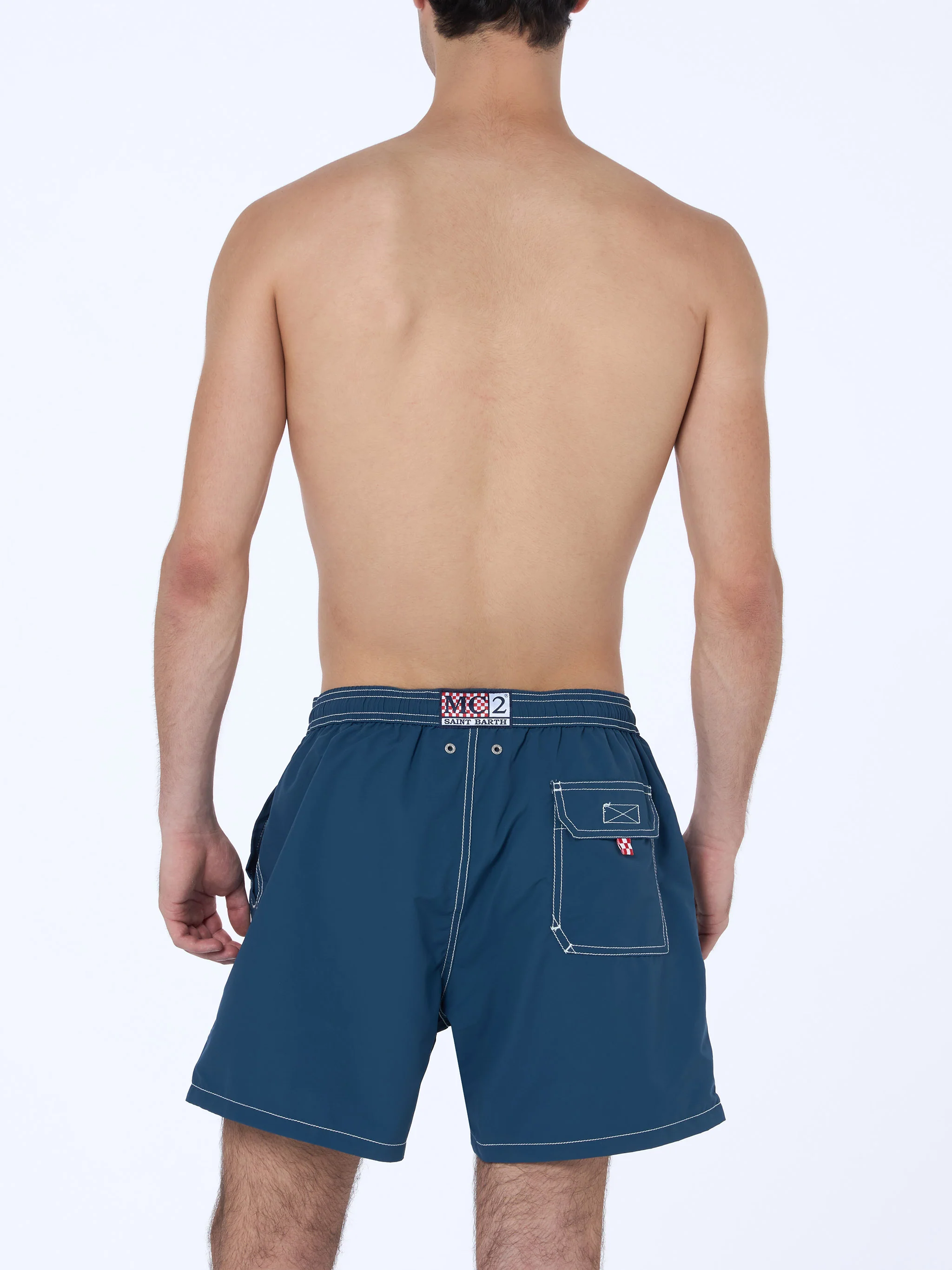Navy blue classic light swim shorts Patmos - Image 4