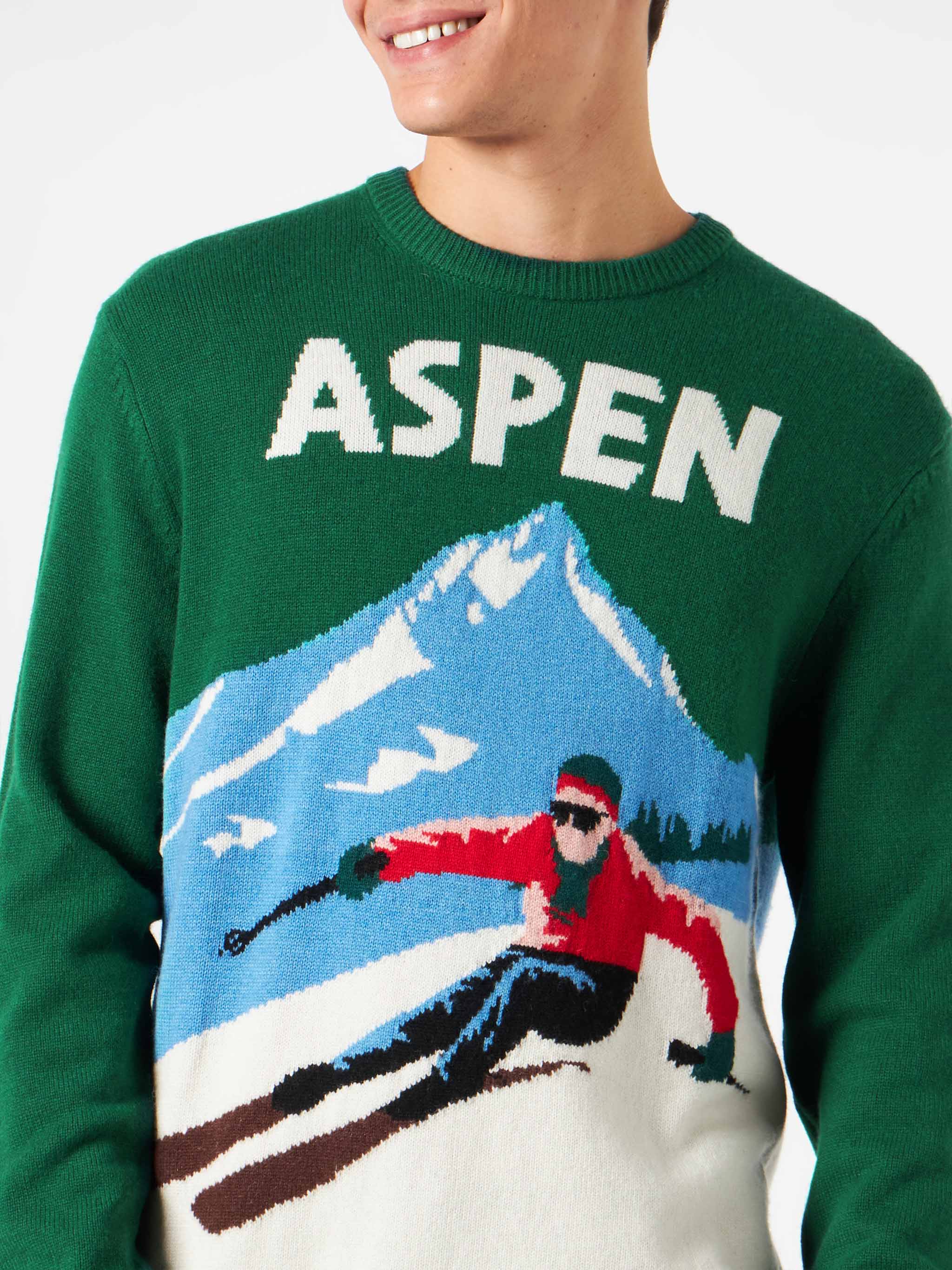 Crewneck sweater Heron with Aspen vintage postcard jacquard - Image 2