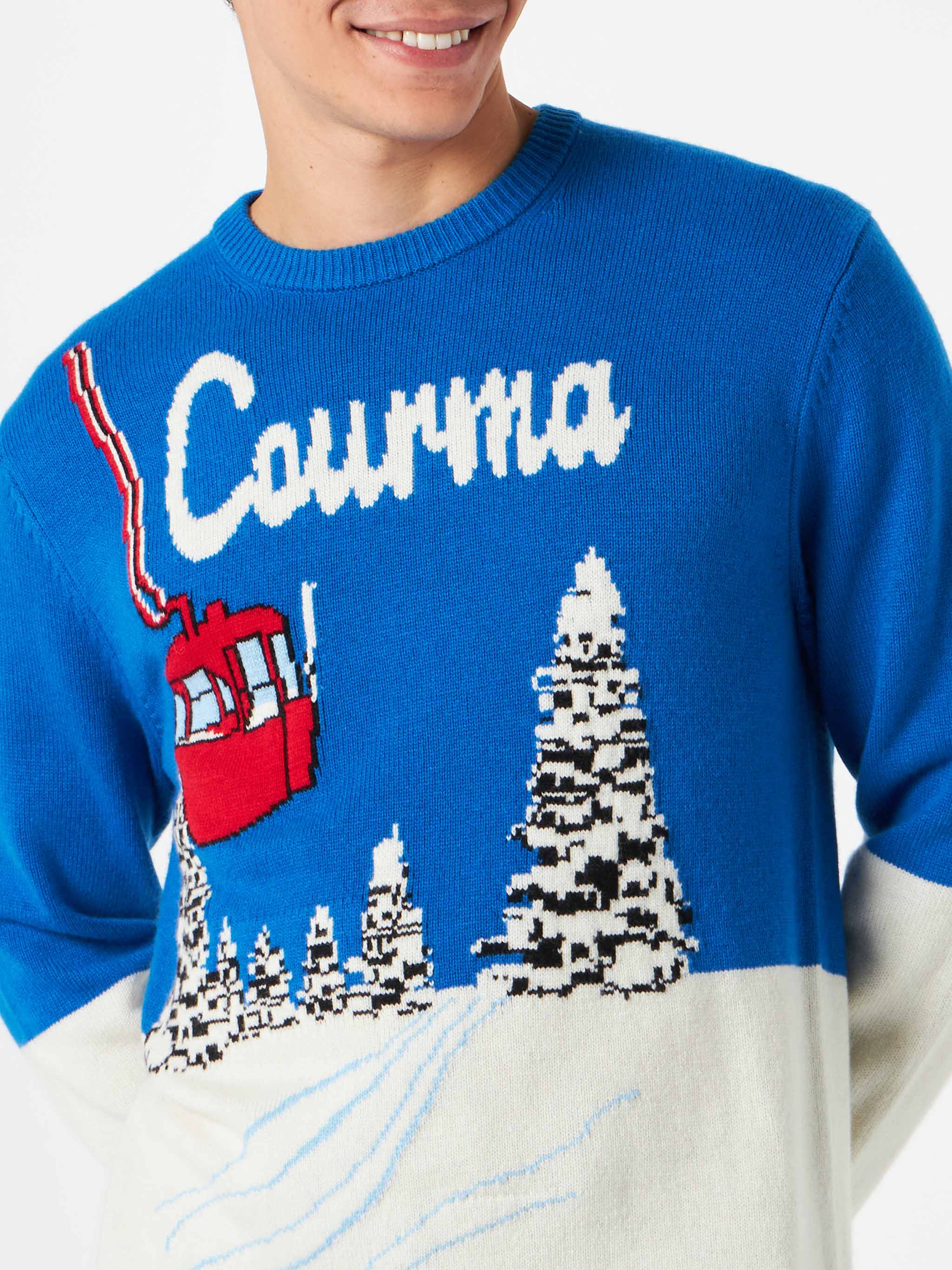 Crewneck sweater Heron with Courma postcard jacquard - Image 2