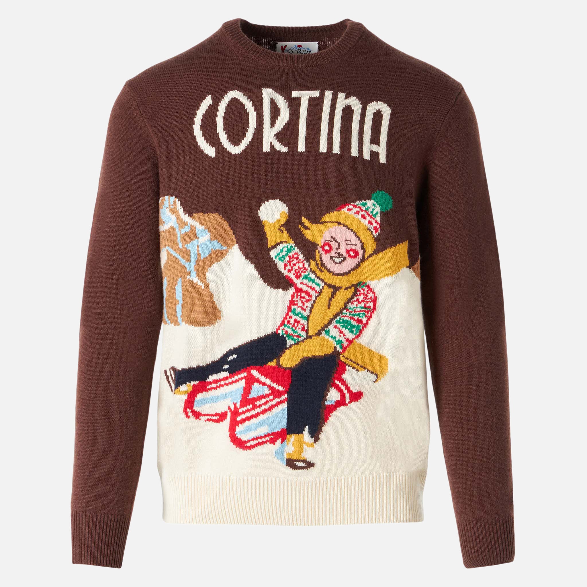 Crewneck sweater with Cortina postcard jacquard - Image 3