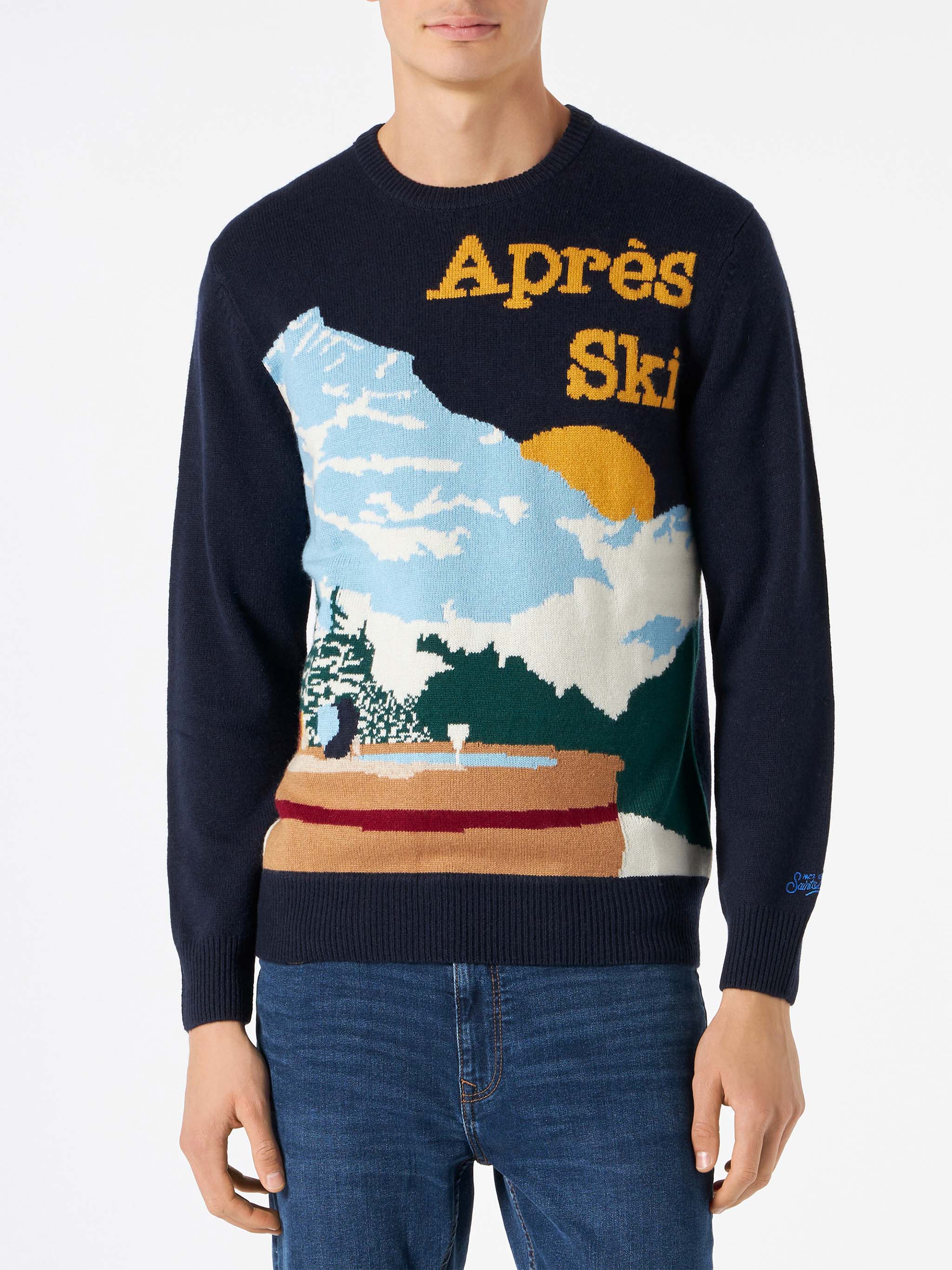 Crewneck sweater Heron with mountain postcard jacquard - Image 2