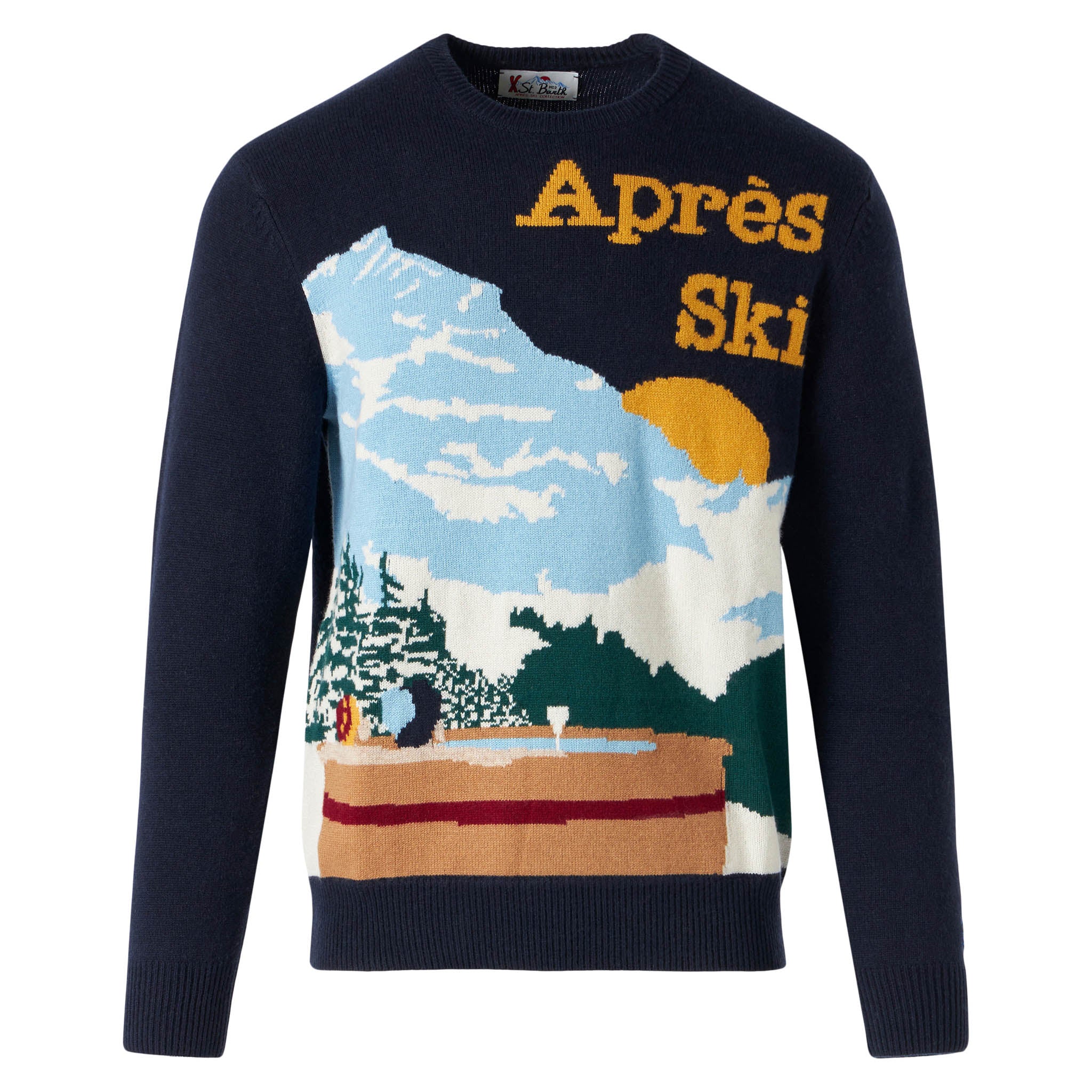Crewneck sweater Heron with mountain postcard jacquard - Image 3