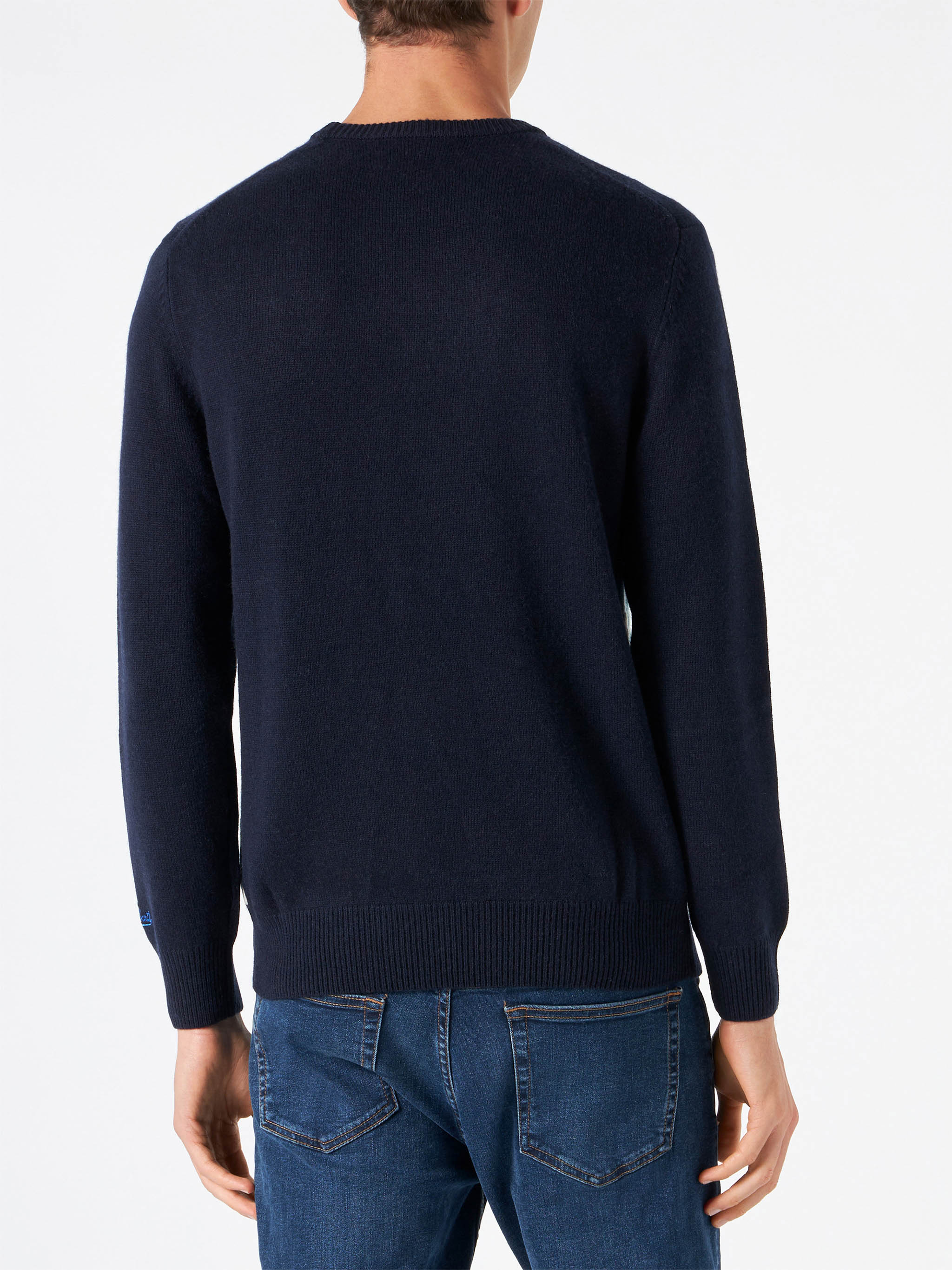 Crewneck sweater Heron with mountain postcard jacquard - Image 4