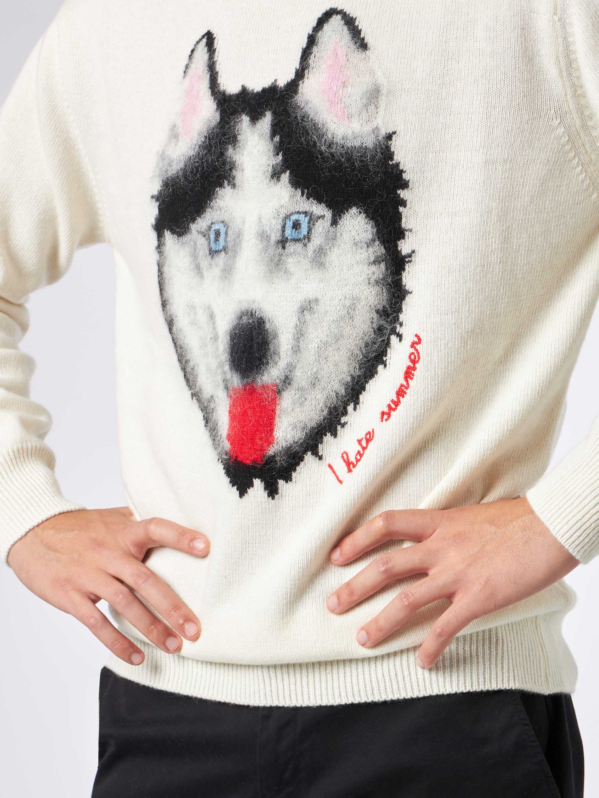 Heron sweater with wolf jacquard and embroidery - Image 2