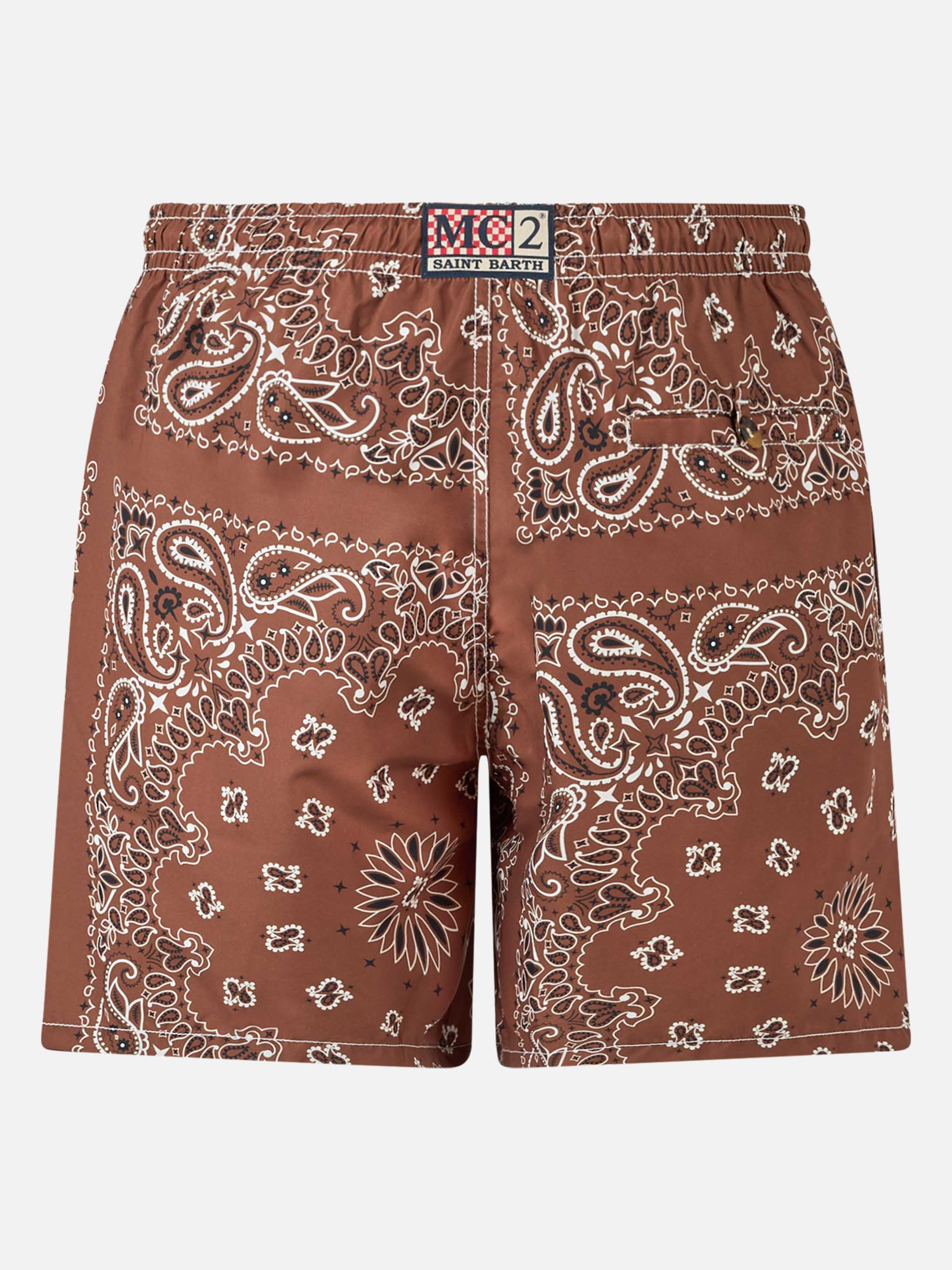 Brown bandana Caprese swim shorts - Image 2