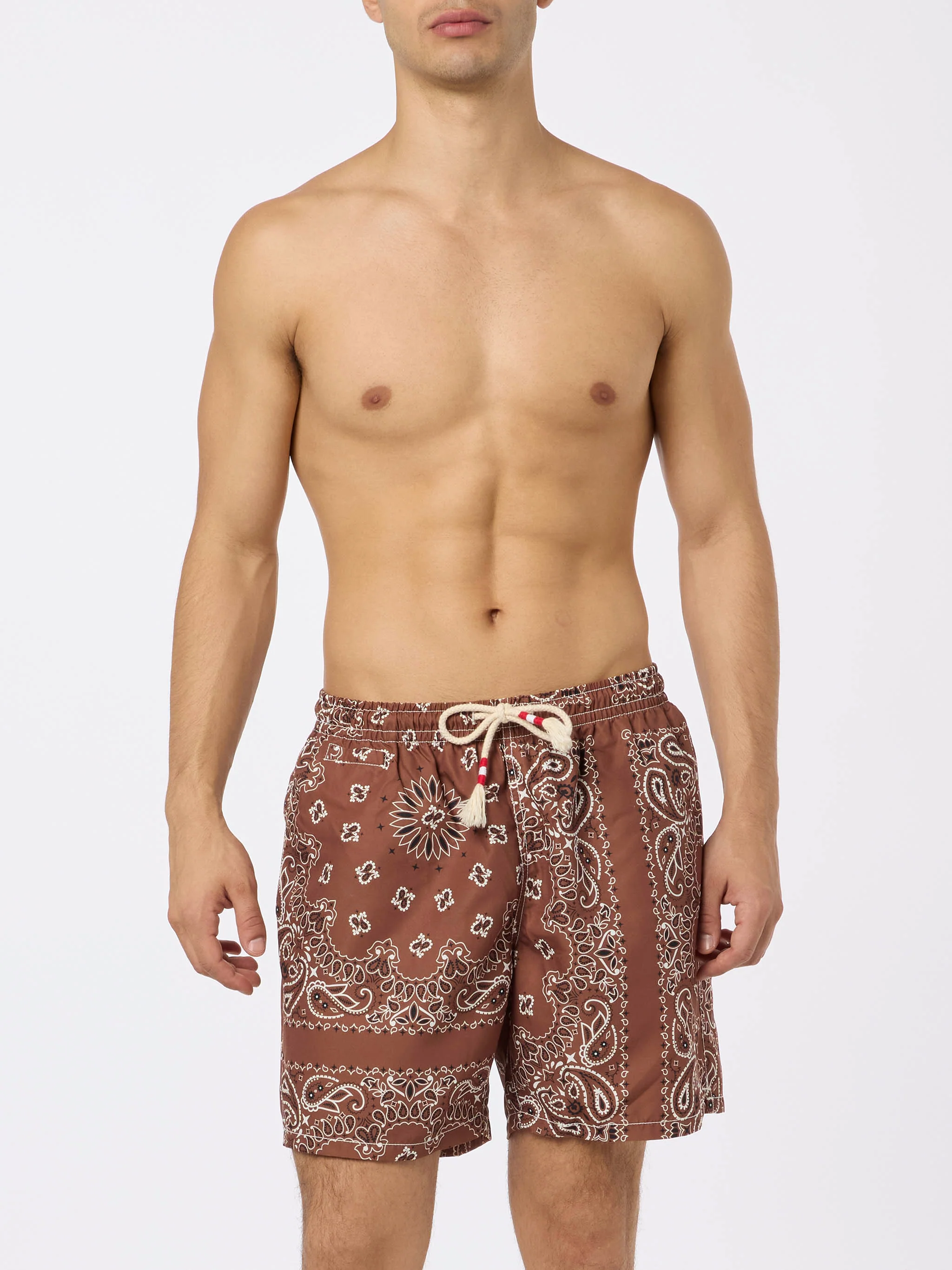 Brown bandana Caprese swim shorts - Image 3