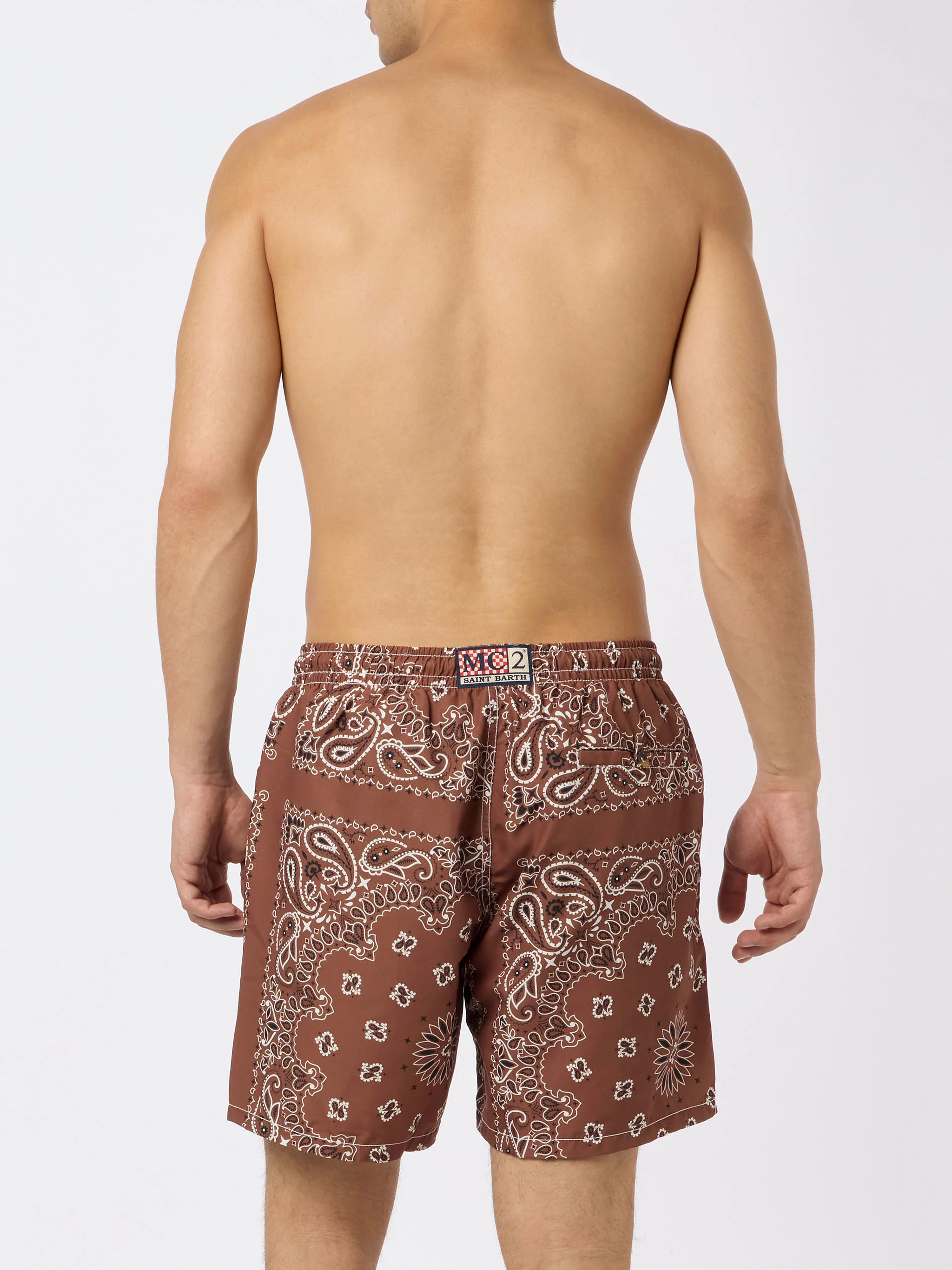 Brown bandana Caprese swim shorts - Image 4
