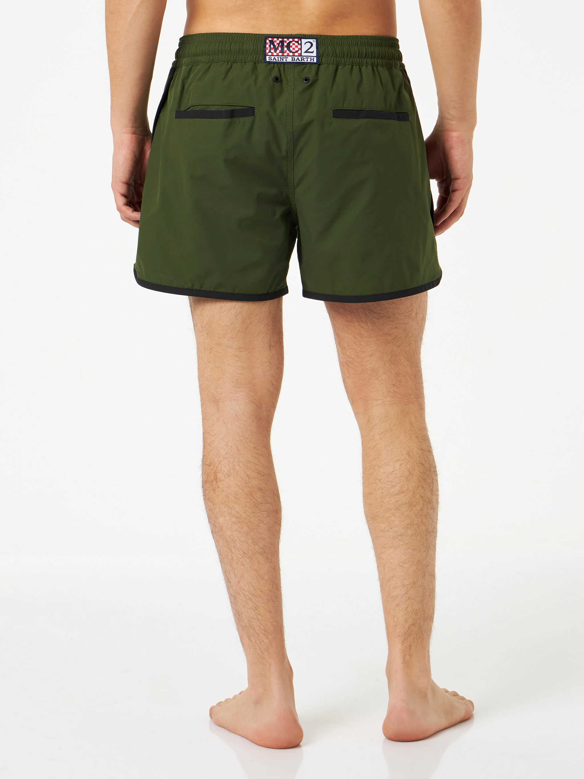 Alphaclub military green technical fabric swim shorts - Image 4