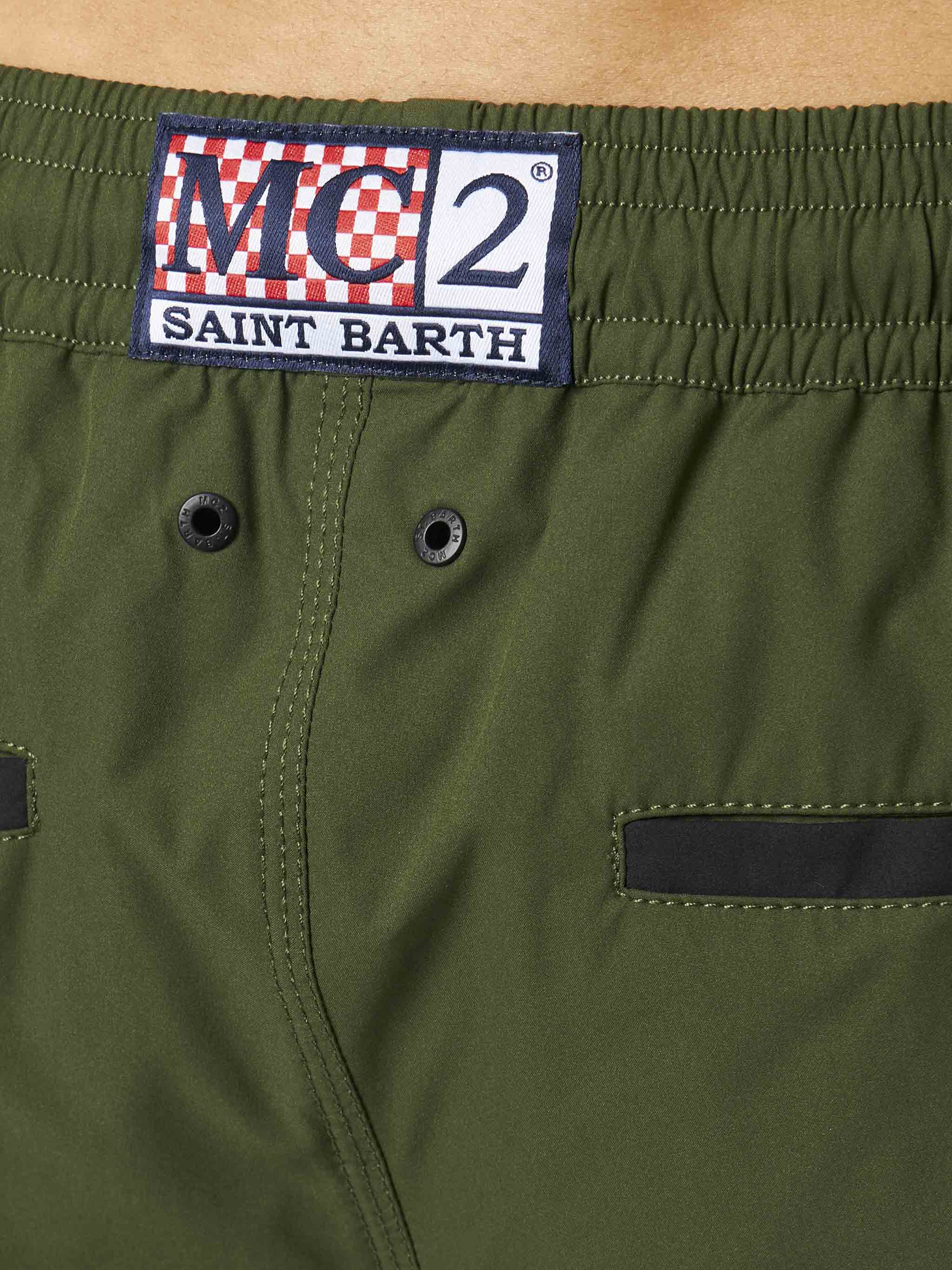 Alphaclub military green technical fabric swim shorts - Image 5