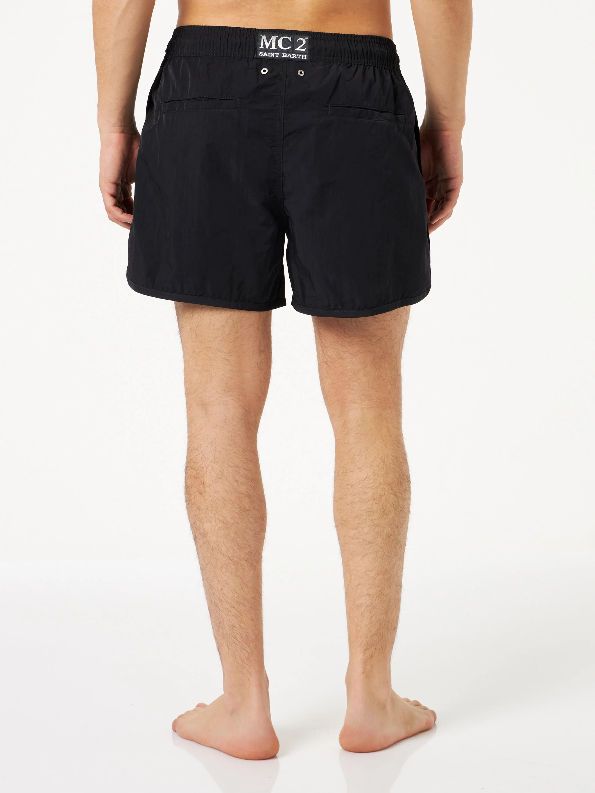 Alphaclub black swim shorts with side logo - Image 3