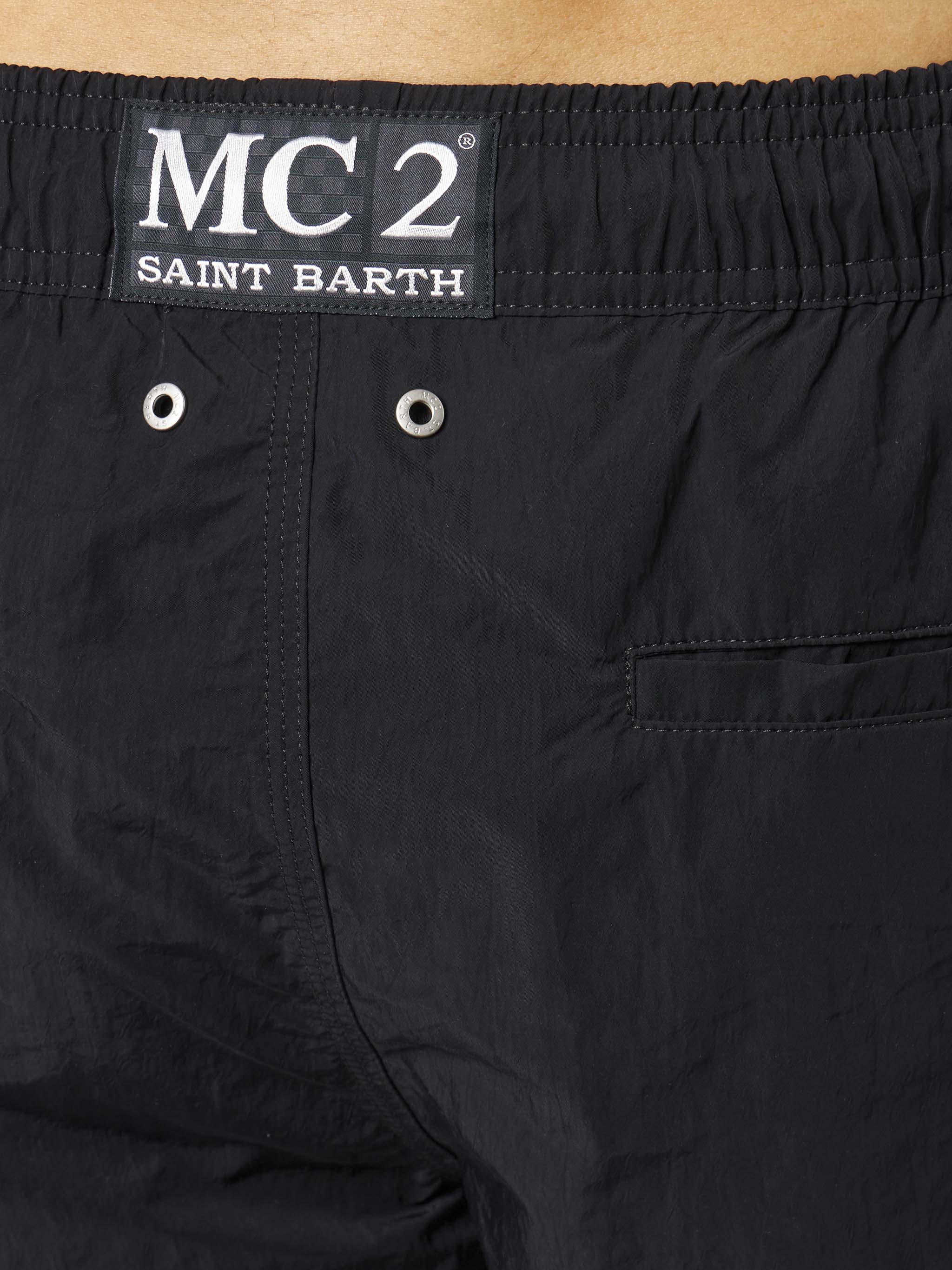 Alphaclub black swim shorts with side logo - Image 4