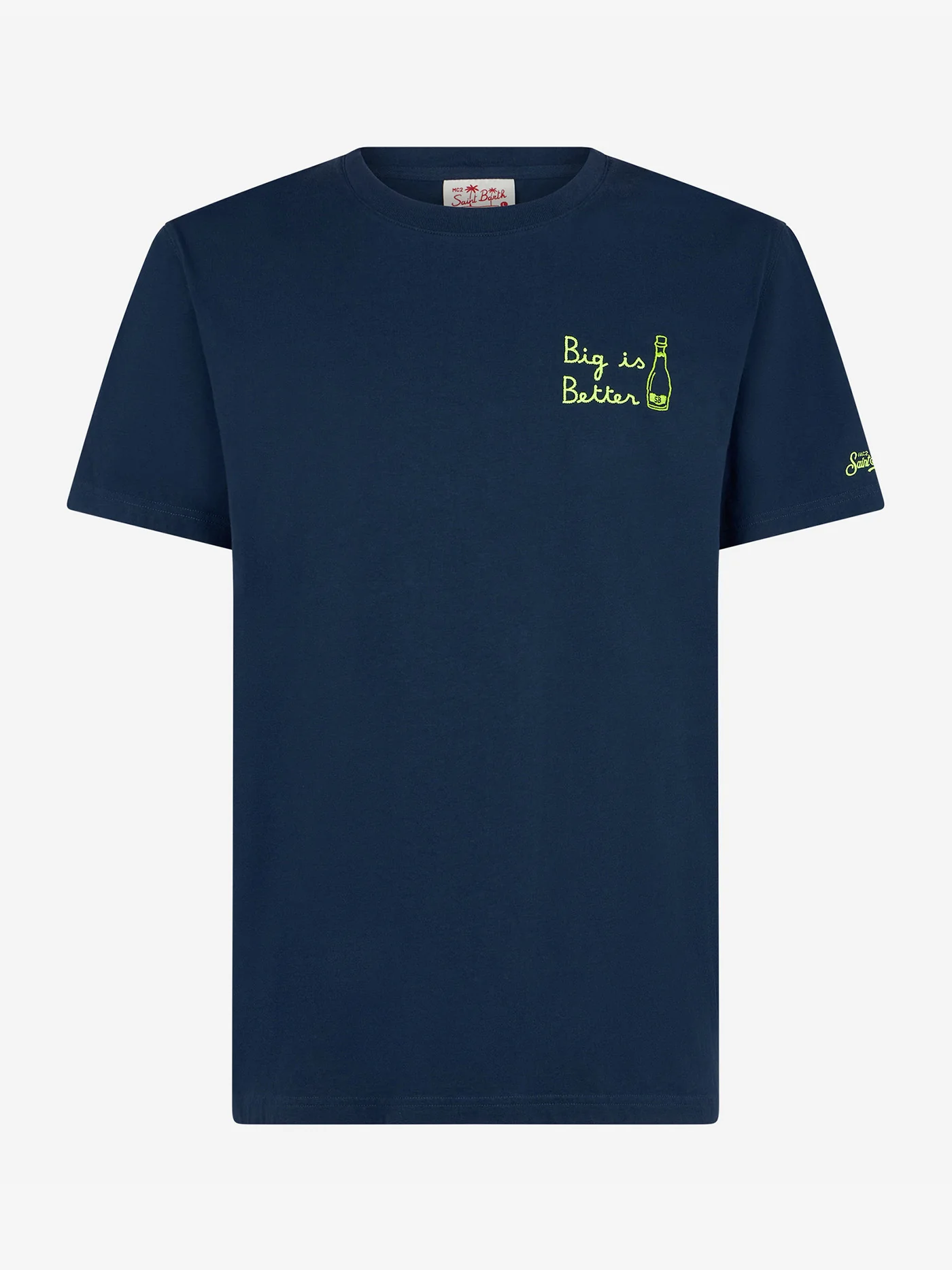 Portofino navy blue cotton Big is Better embroidered t-shirt