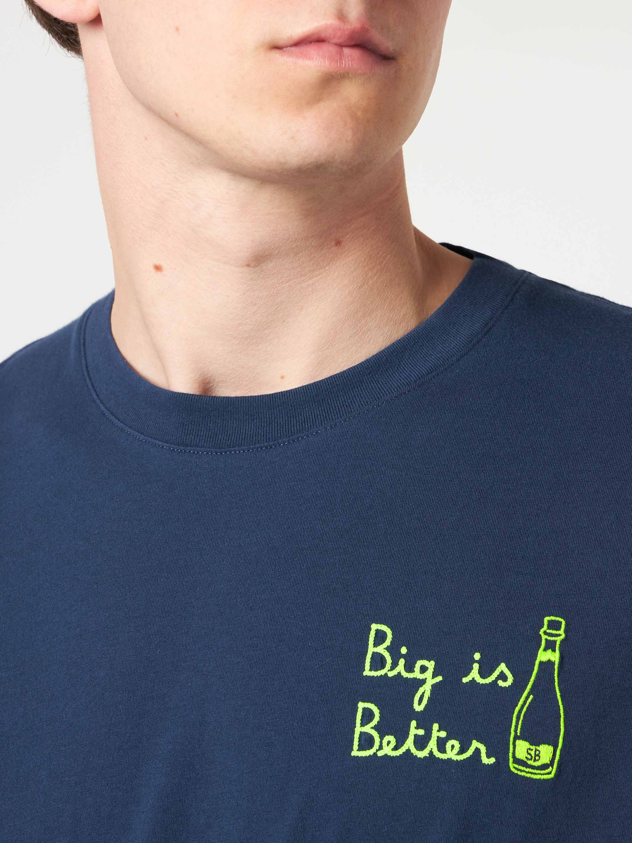 Portofino navy blue cotton Big is Better embroidered t-shirt - Image 2