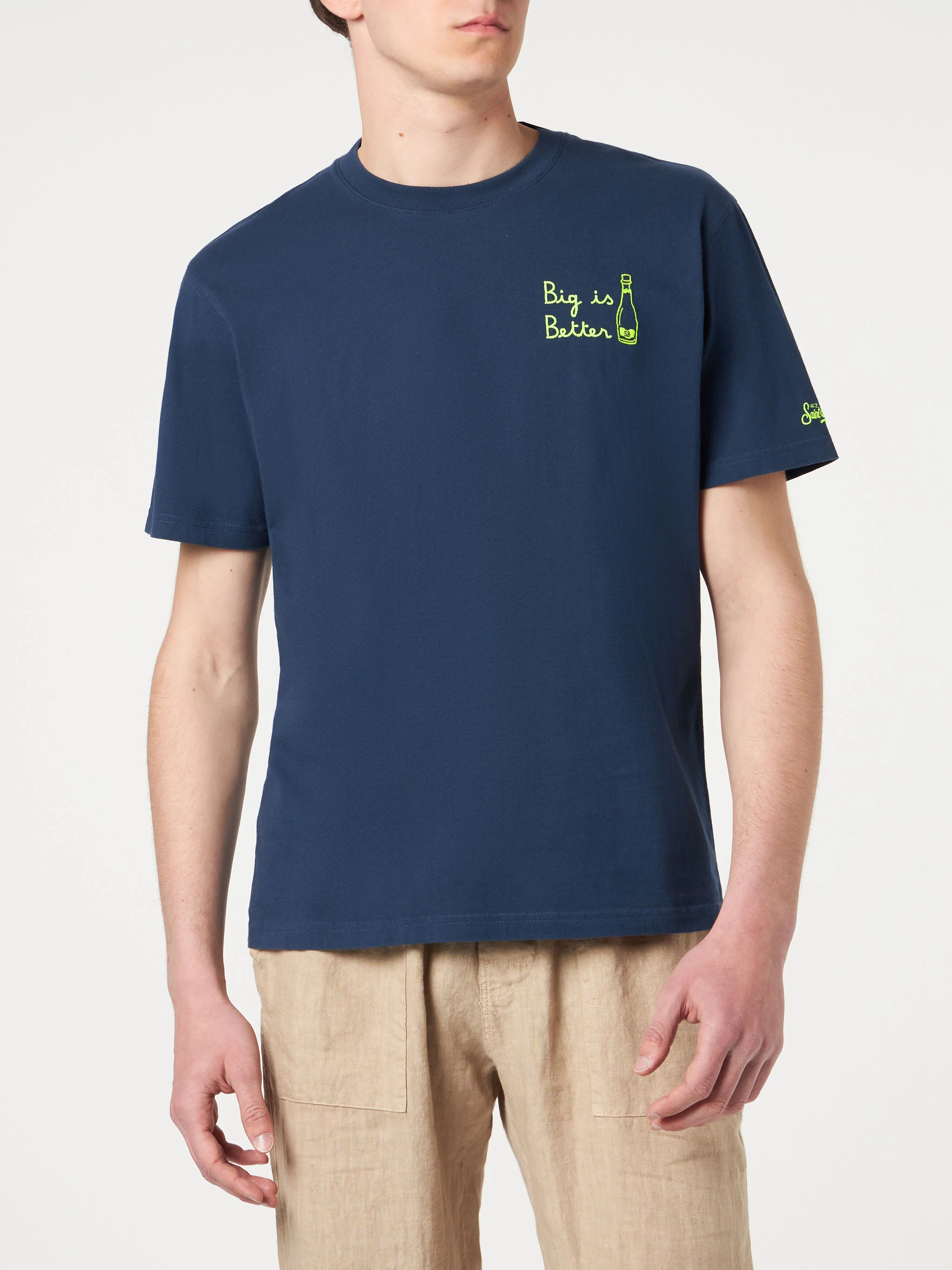 Portofino navy blue cotton Big is Better embroidered t-shirt - Image 3