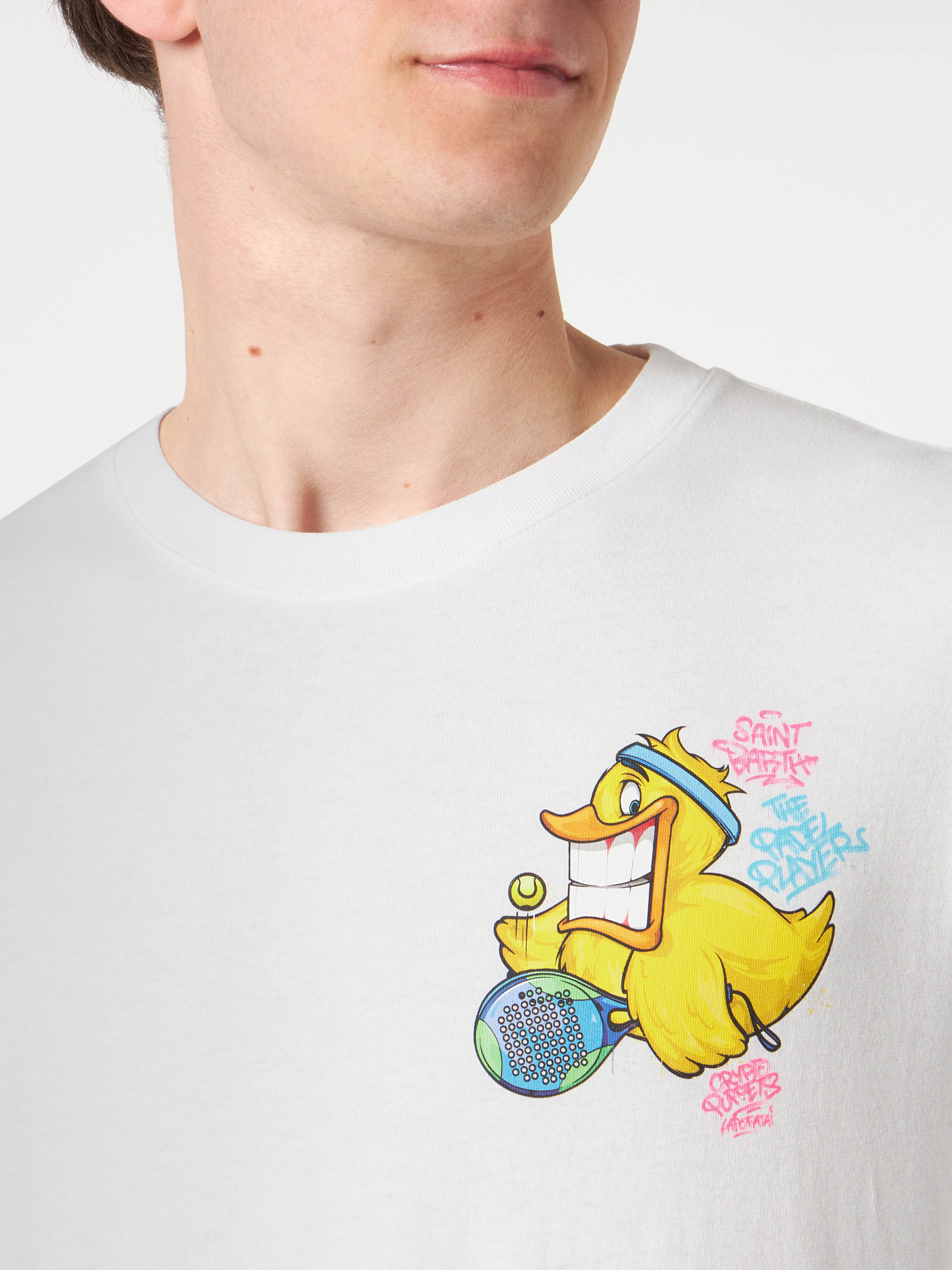 Portofino white cotton Crypto duck padel t-shirt | Special Edition - Image 2