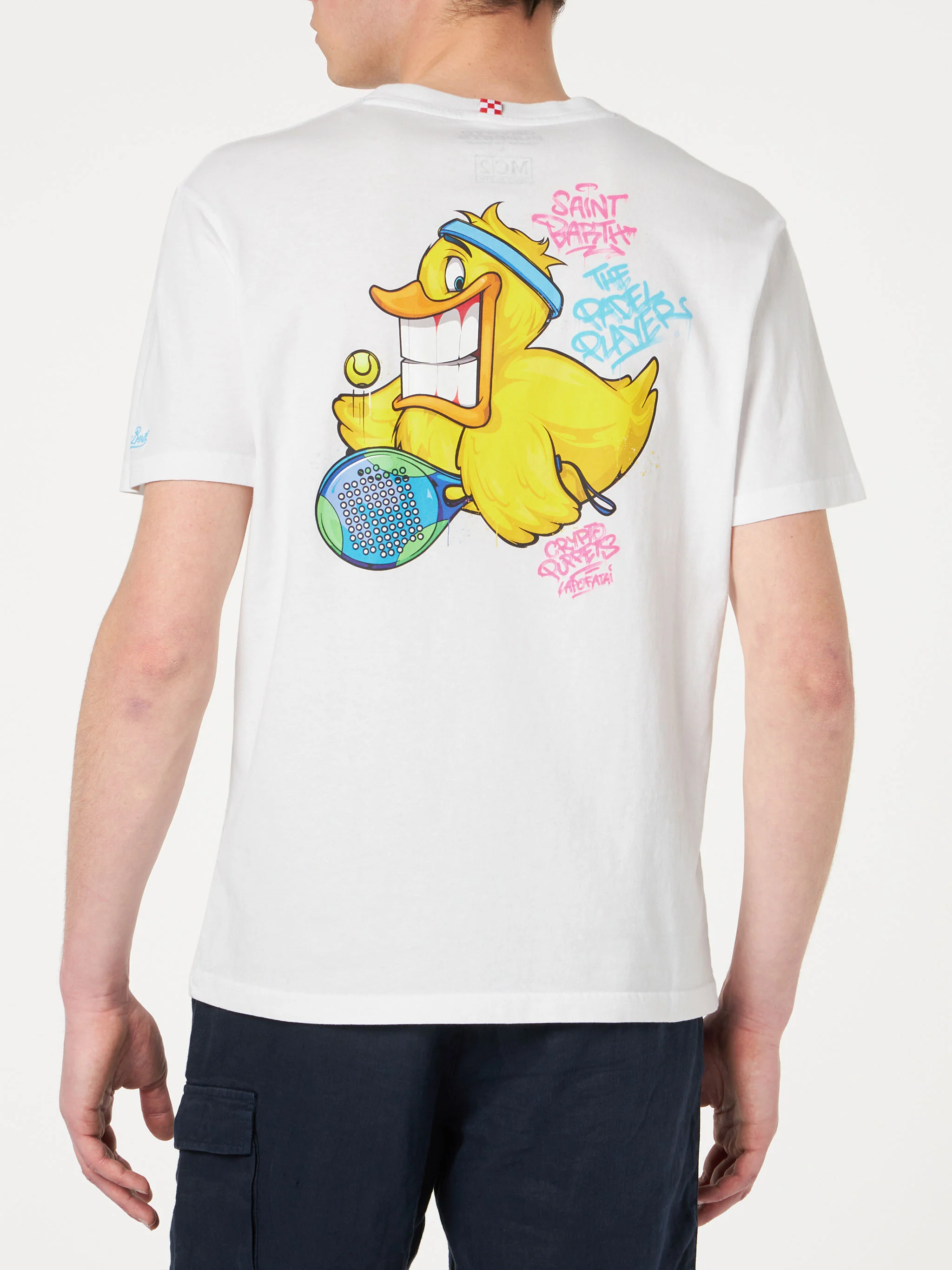 Portofino white cotton Crypto duck padel t-shirt | Special Edition - Image 3