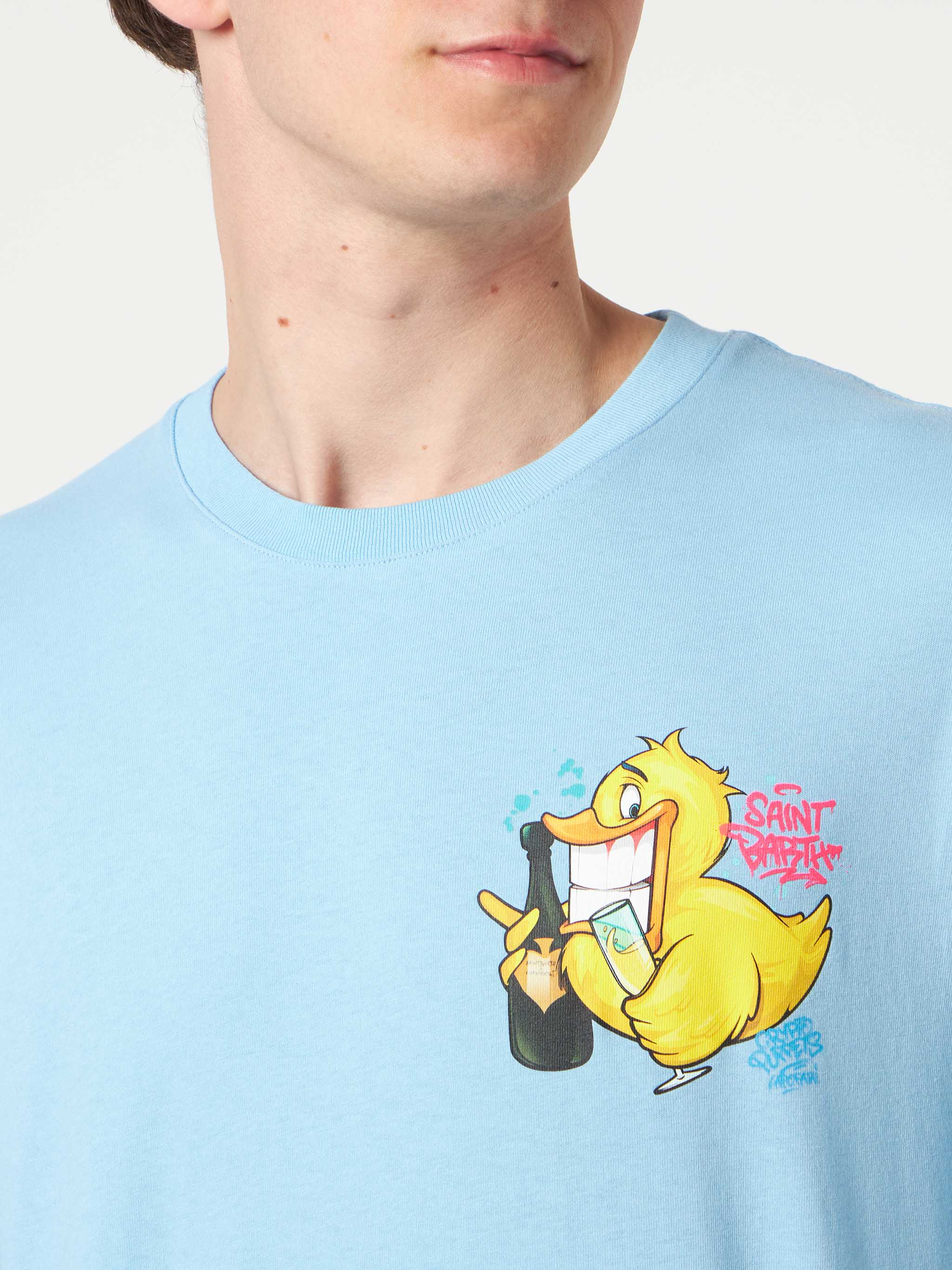 Portofino light blue cotton Crypto ducky champ t-shirt | Special Edition - Image 2