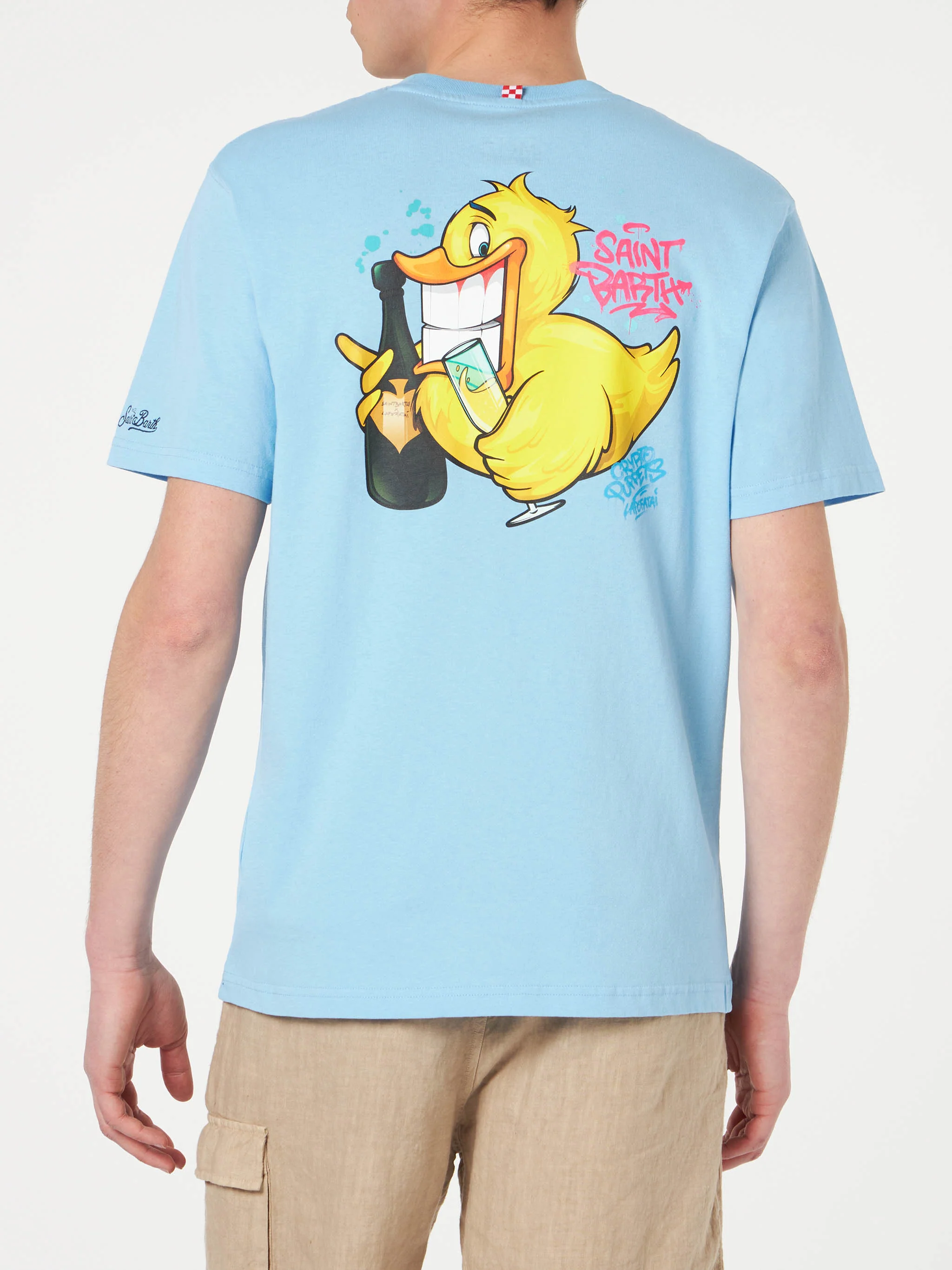 Portofino light blue cotton Crypto ducky champ t-shirt | Special Edition - Image 3