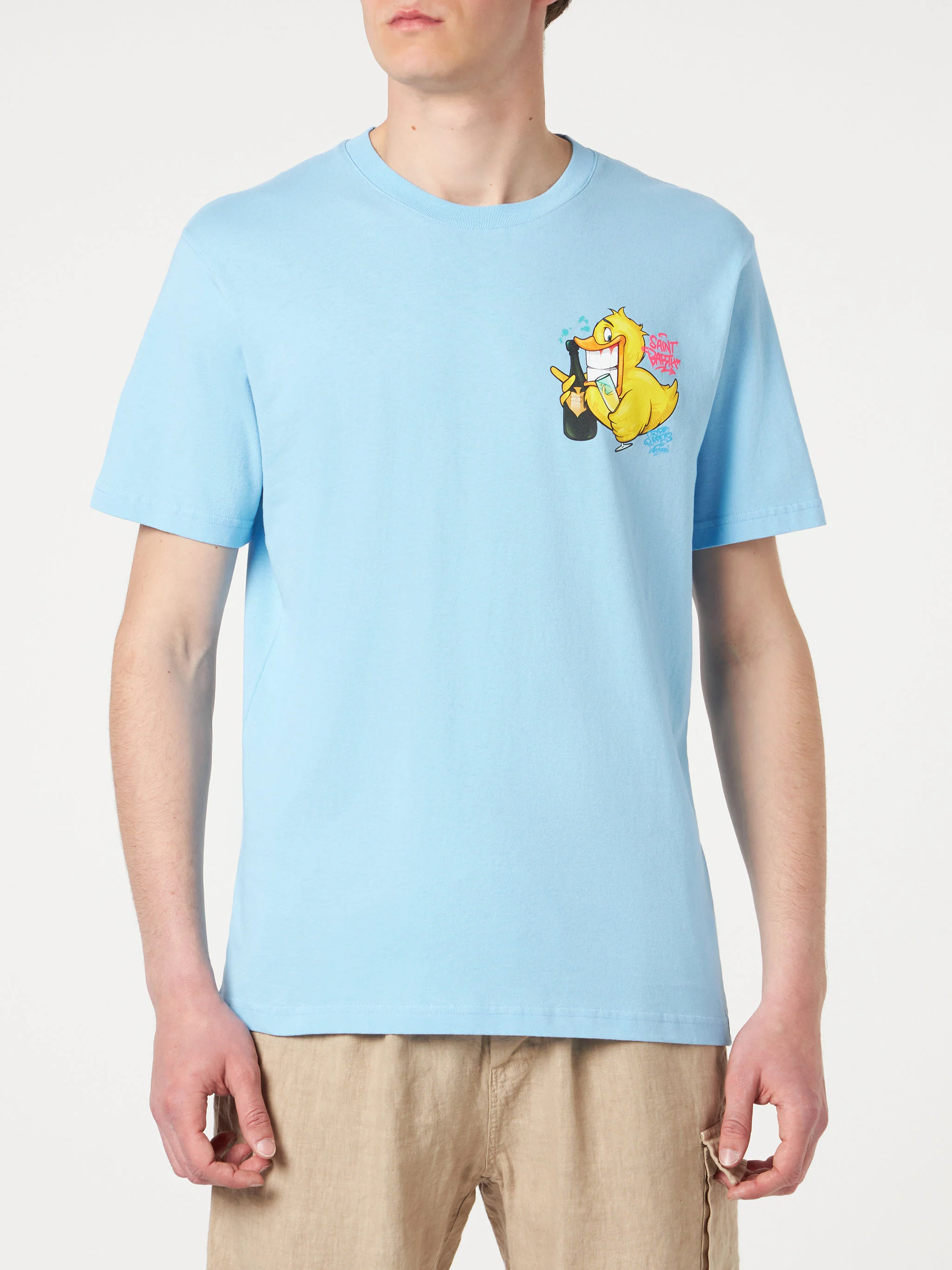 Portofino light blue cotton Crypto ducky champ t-shirt | Special Edition - Image 4