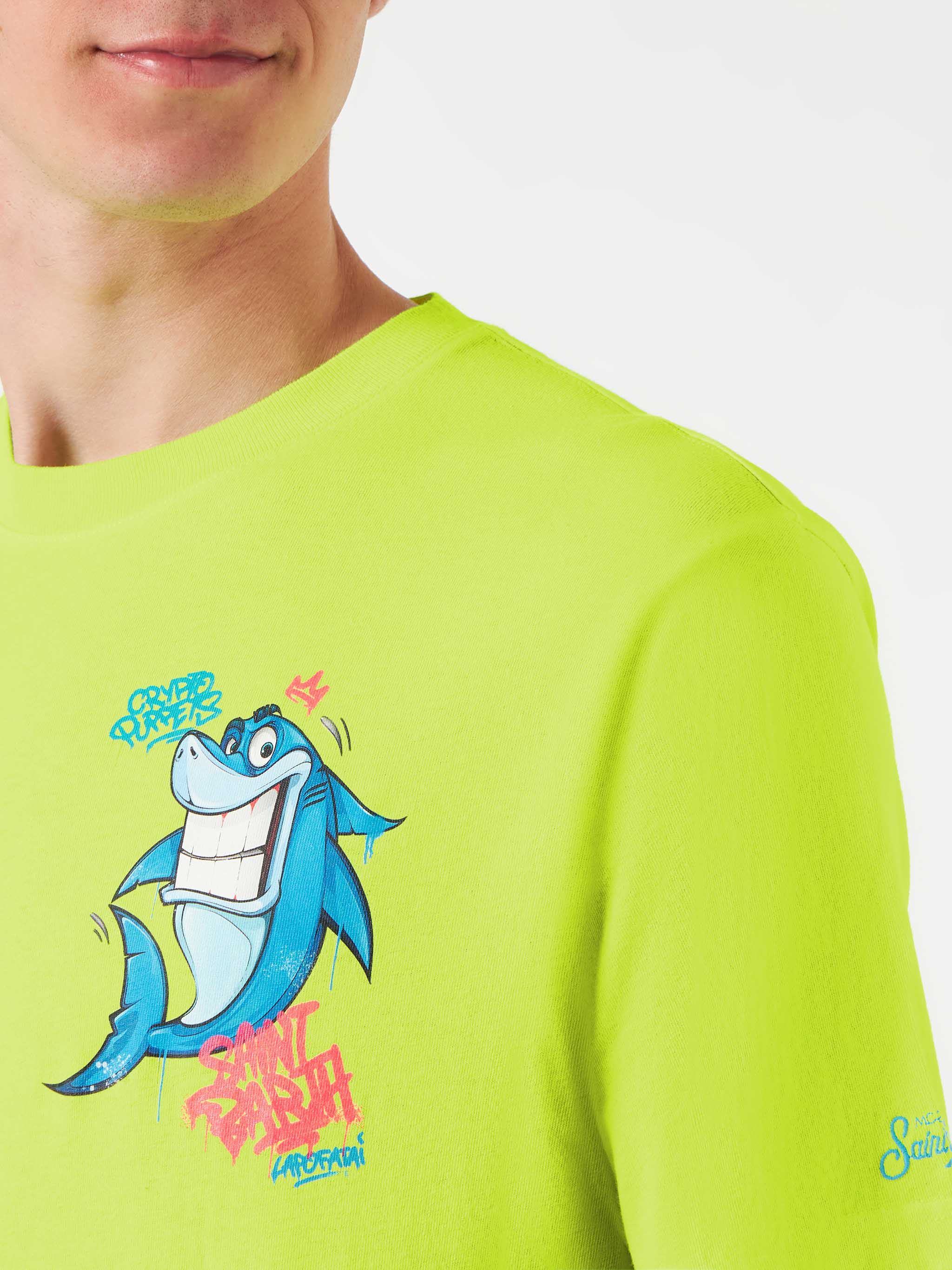 Portofino fluo yellow cotton Crypto shark t-shirt | Special Edition - Image 2