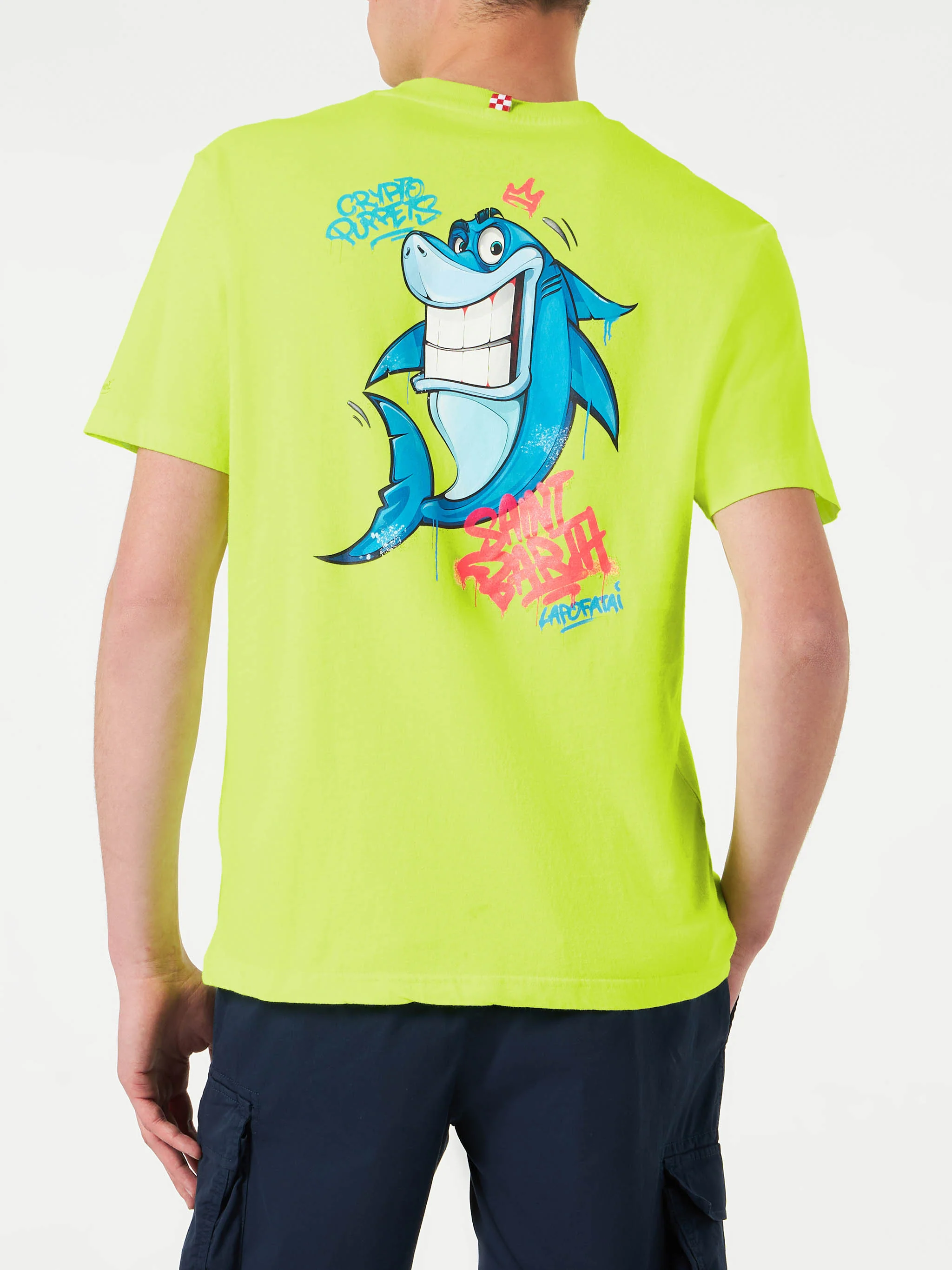 Portofino fluo yellow cotton Crypto shark t-shirt | Special Edition - Image 3